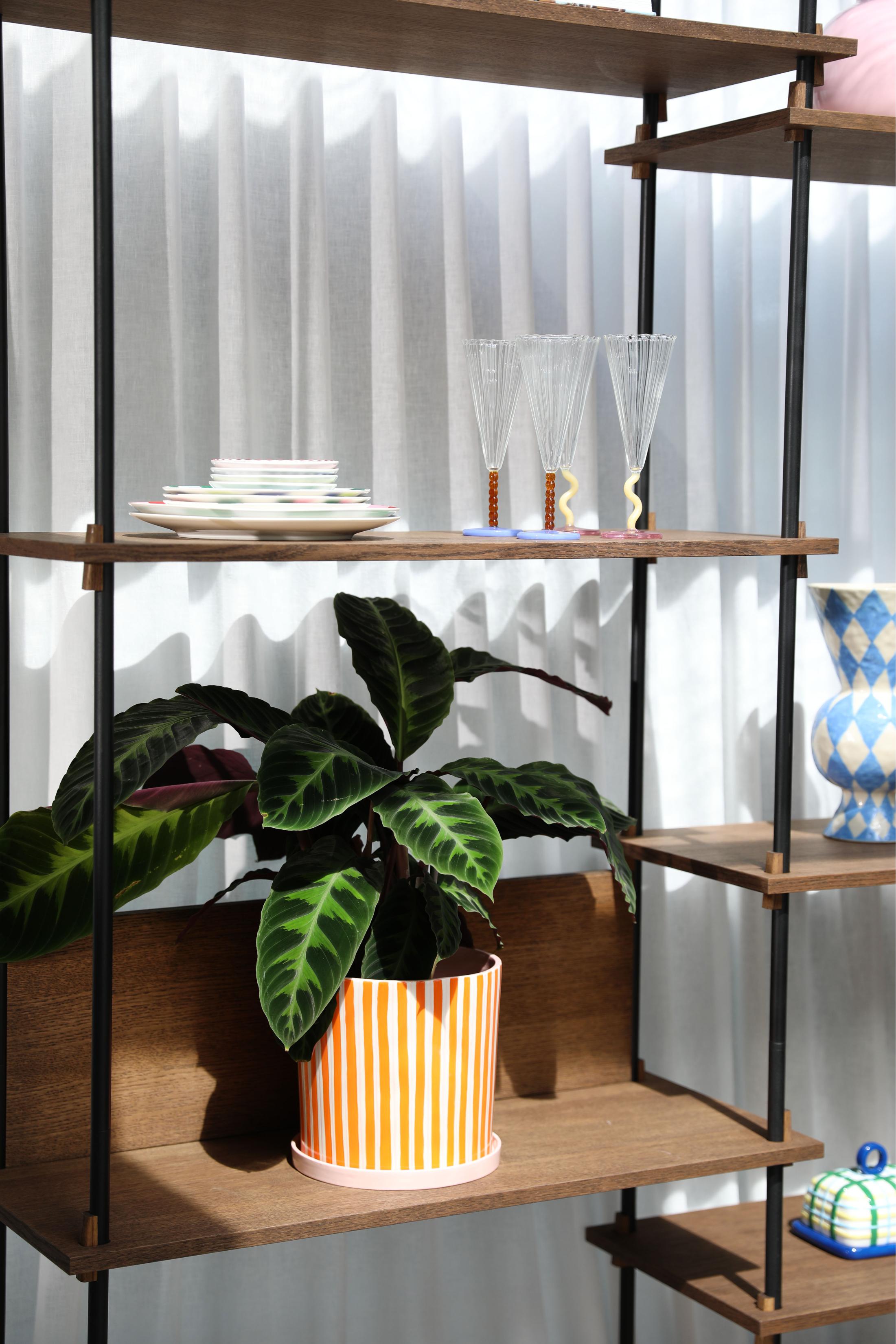 Zestaw szklanych kieliszków do szampana CURVE żółty z różowym