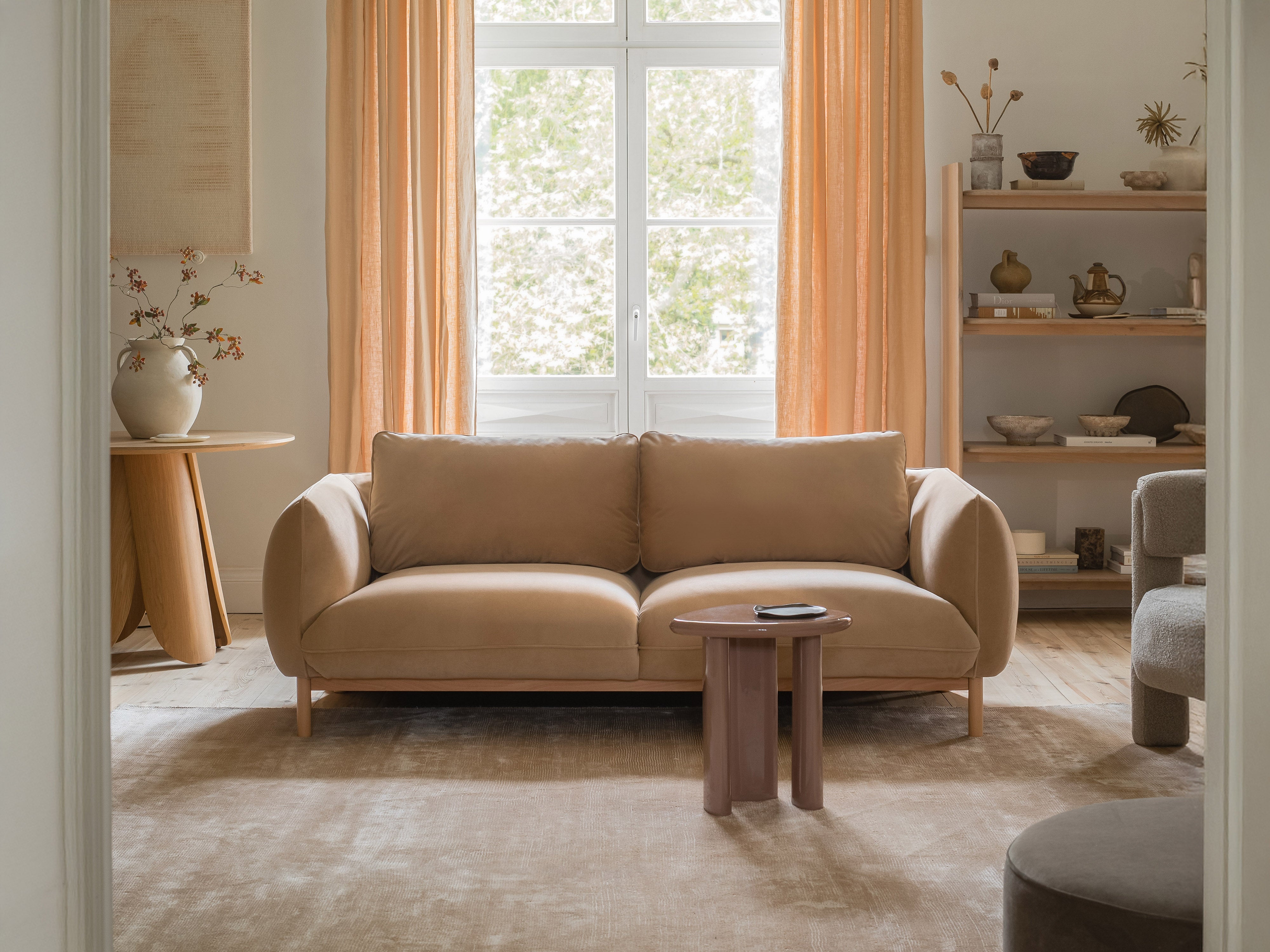 Sofa aus Samt 2-sitzig ADA hellbeige