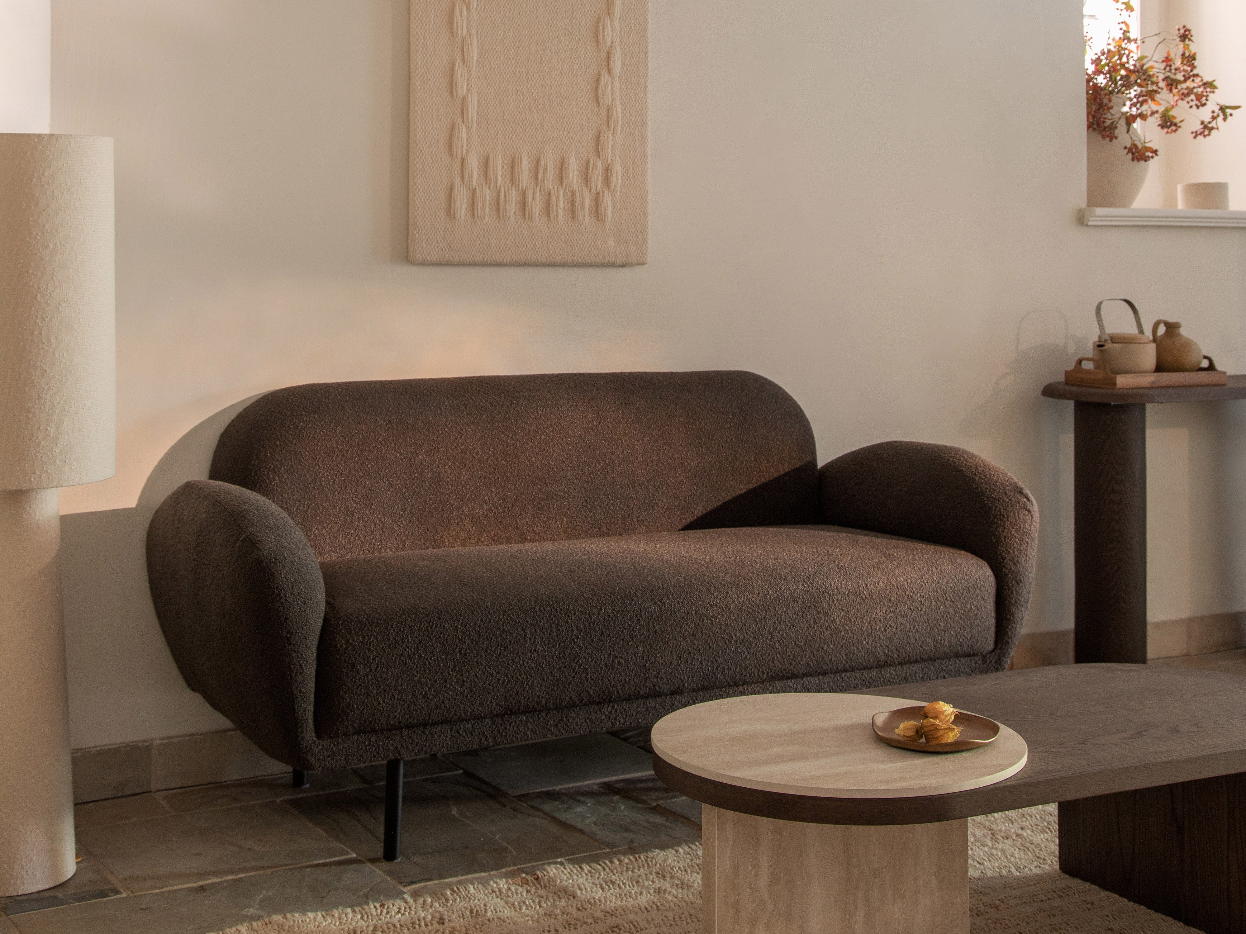 Sofa aus Samt 3-sitzig POPPY schmutzig rosa