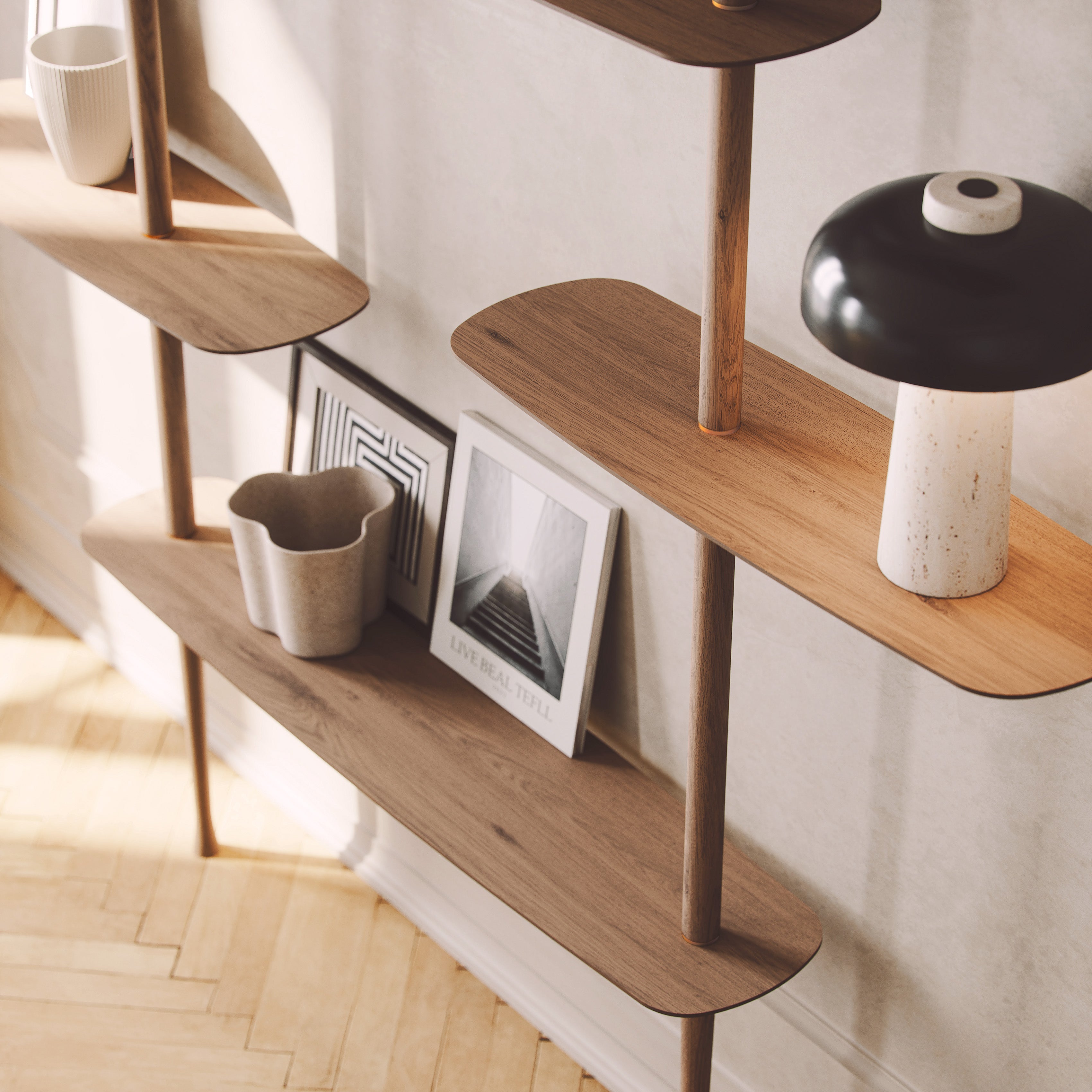 Regał ścienny AXIS 2 fornir orzechowy