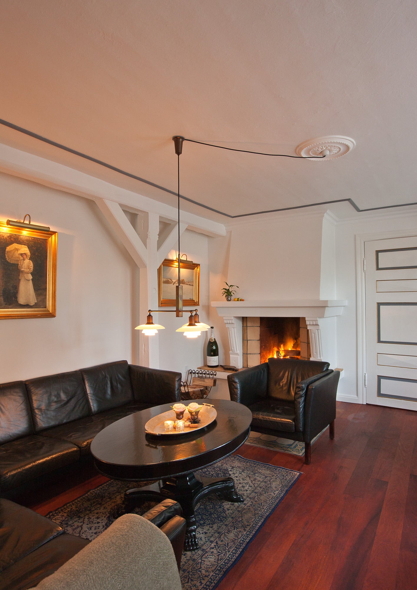 Lampa wisząca PH 2/1 STEM FITTING biały z chromowanym wykończeniem