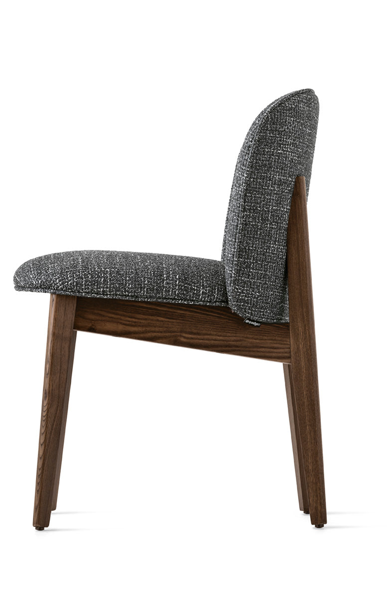 ABREY upholstered chair with a dark wooden base