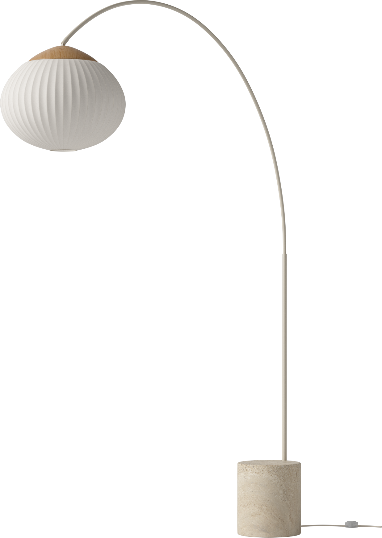 Lampa podłogowa ACORN biały z podstawą z trawertynu