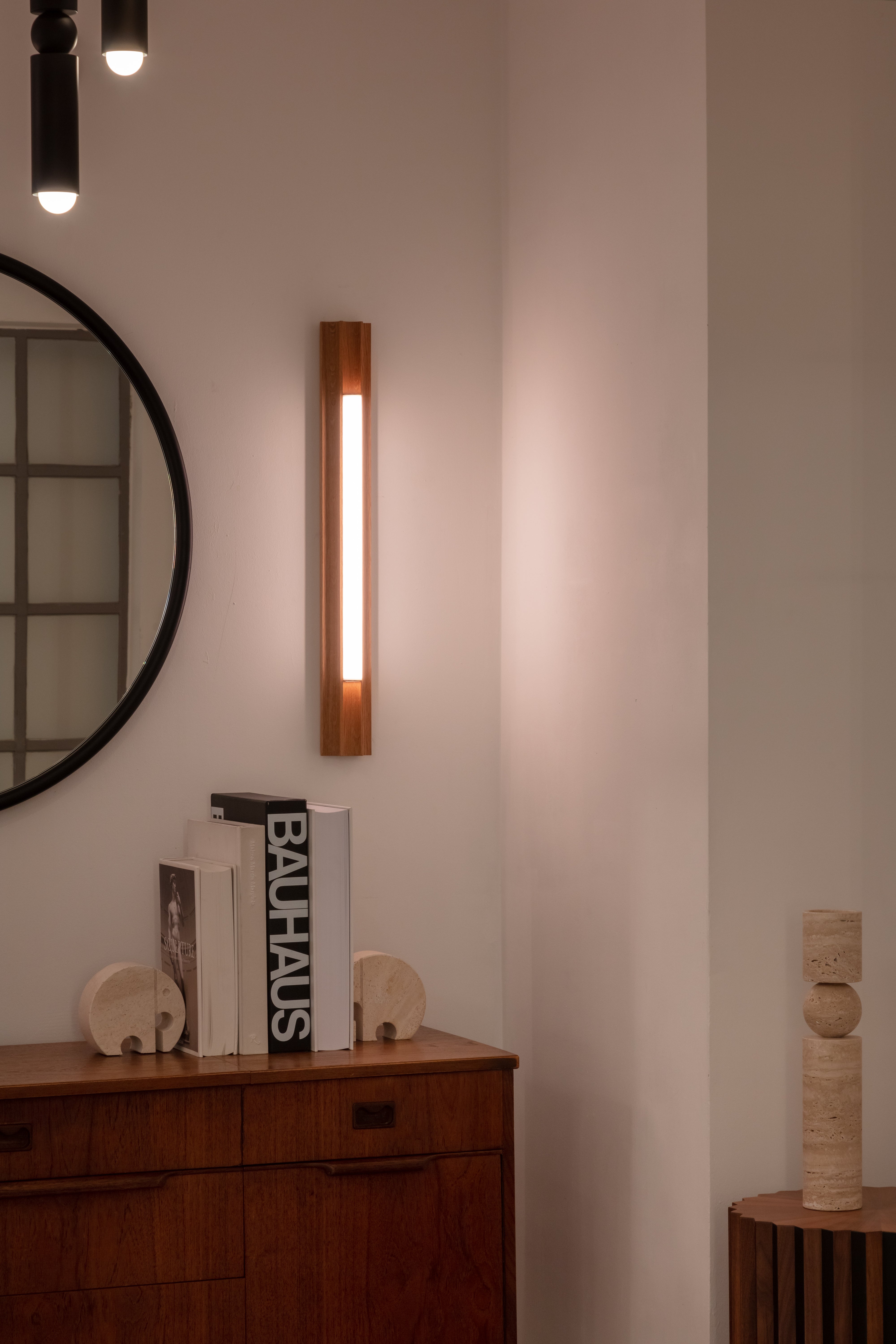 Lampa ścienna ALTAR drewno dębowe z mosiężnym wykończeniem