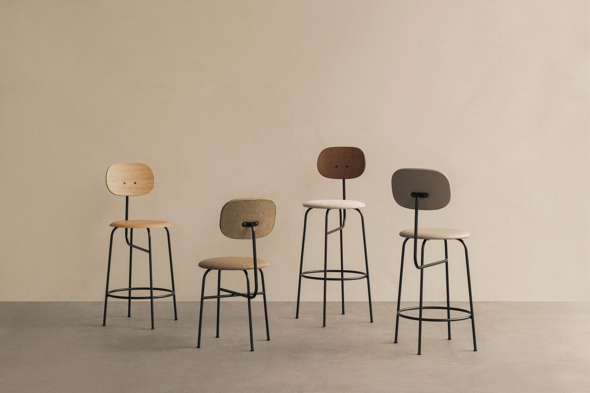 AFTEROOM PLUS stool in oak with a mustard upholstered seat
