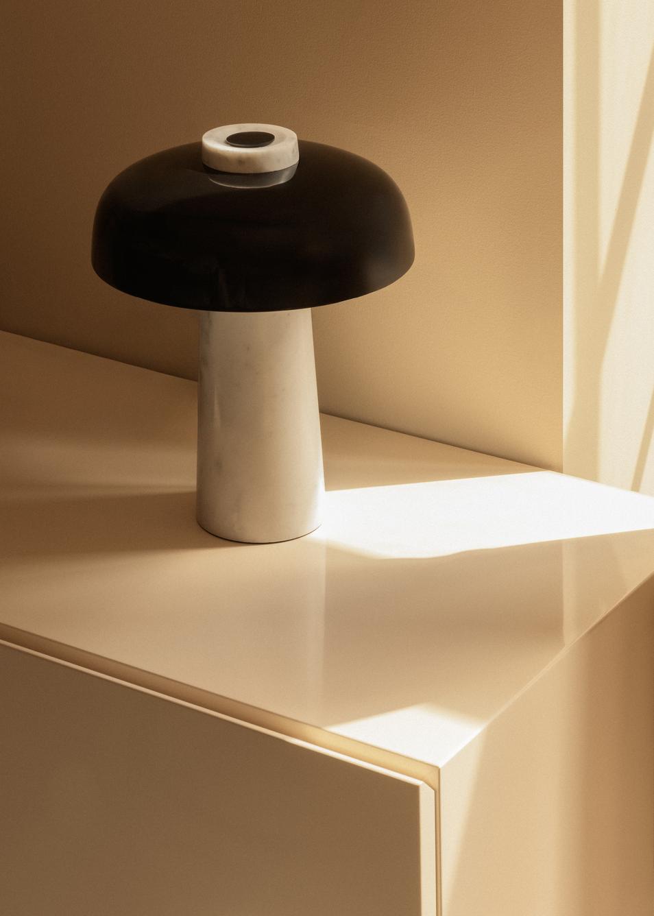 REVERSE table lamp black shade with marble base
