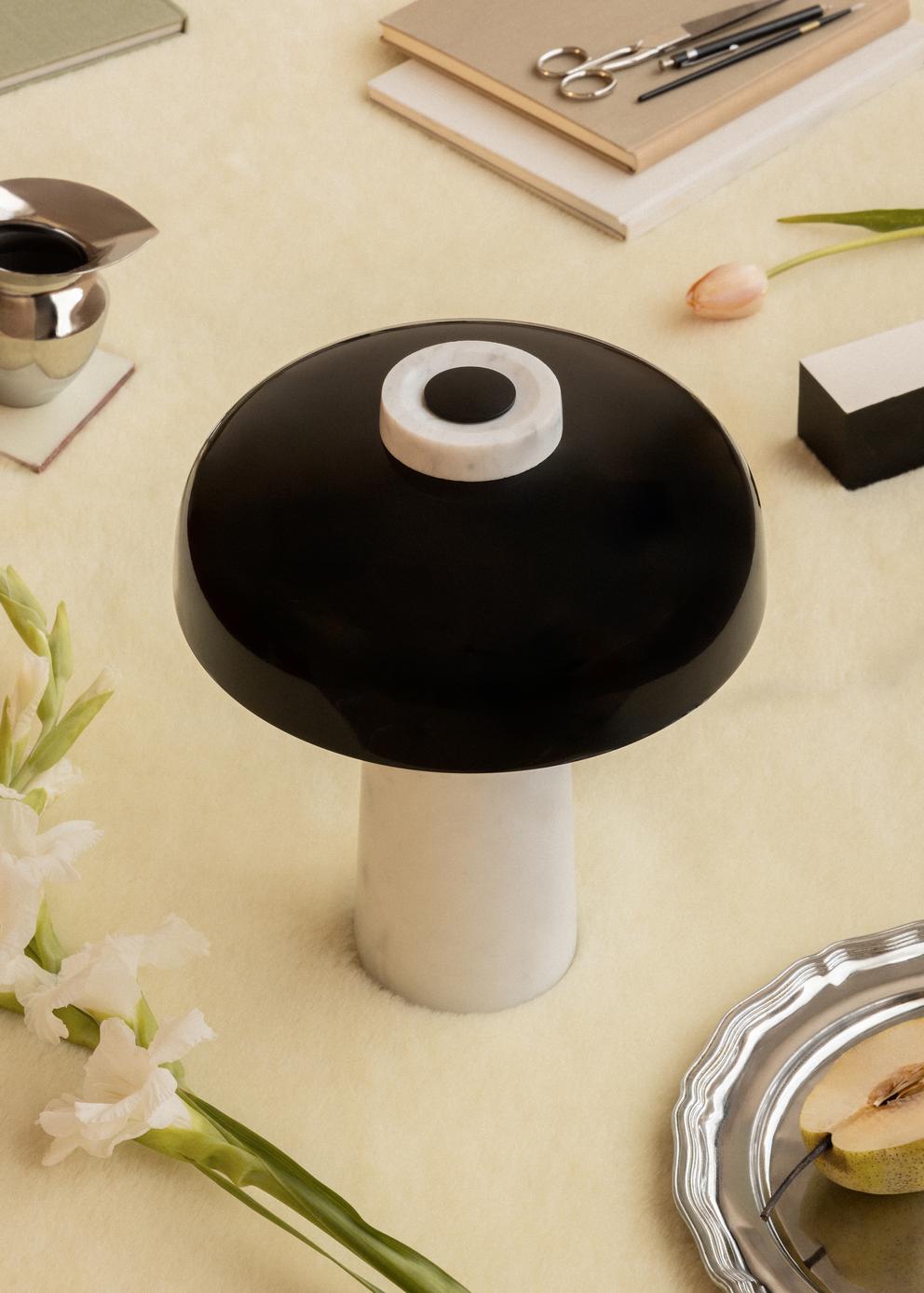 REVERSE table lamp black shade with marble base
