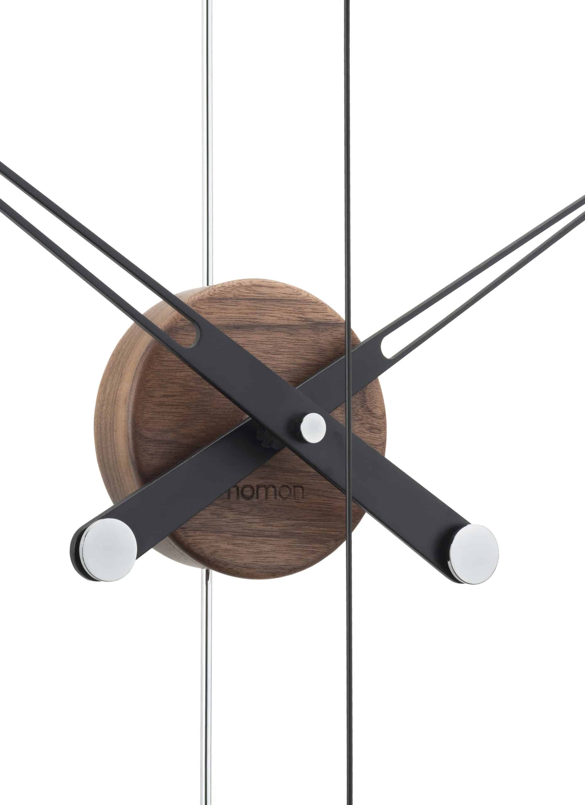 Wall Clock BARCELONA walnut wood with black and silver