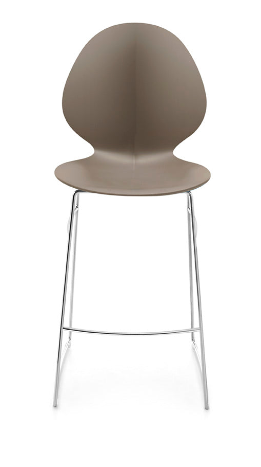 BASIL bar stool taupe seat with chrome metal base