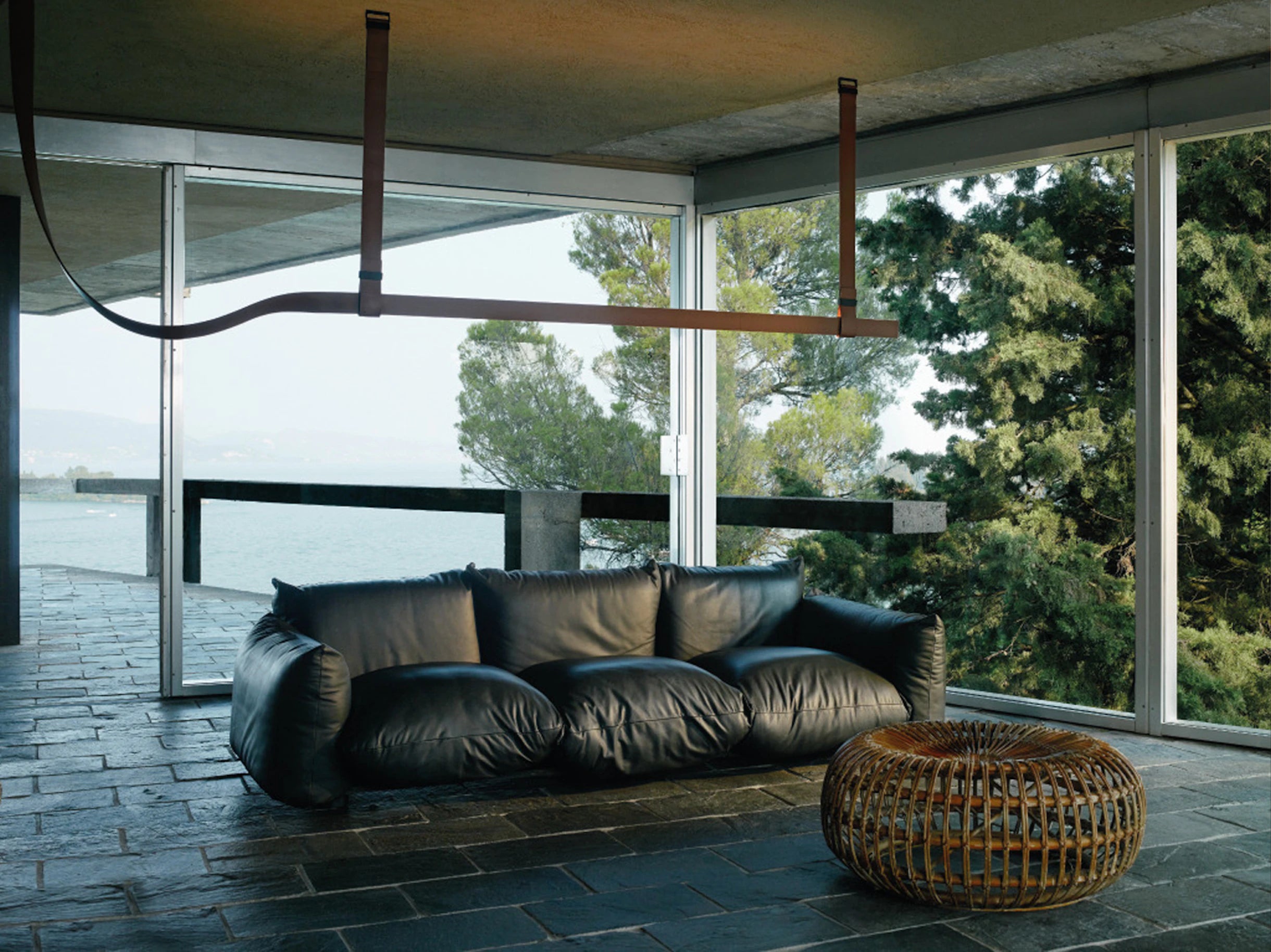 Lampa wisząca BELT brązowa skóra