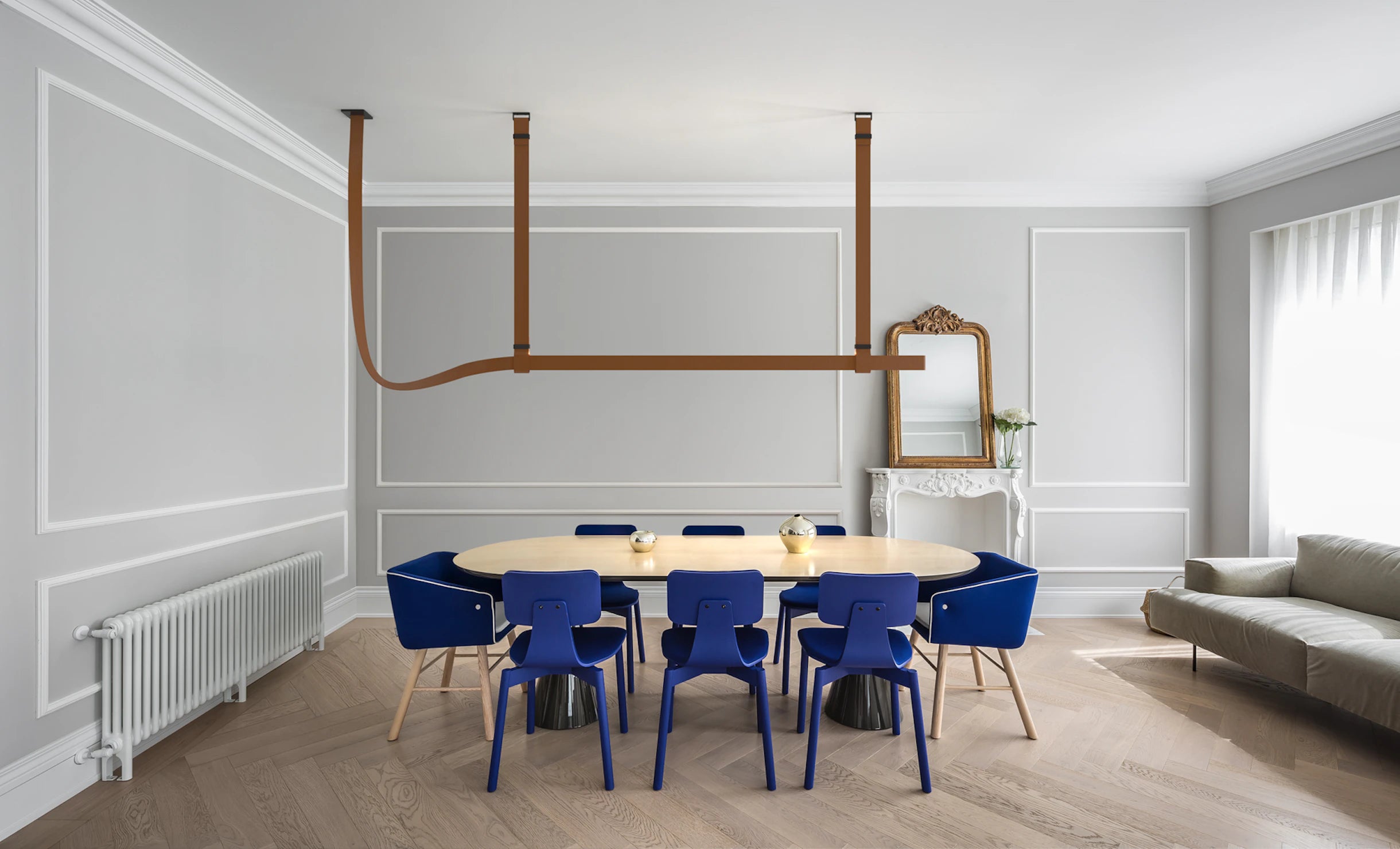 Lampa wisząca BELT brązowa skóra