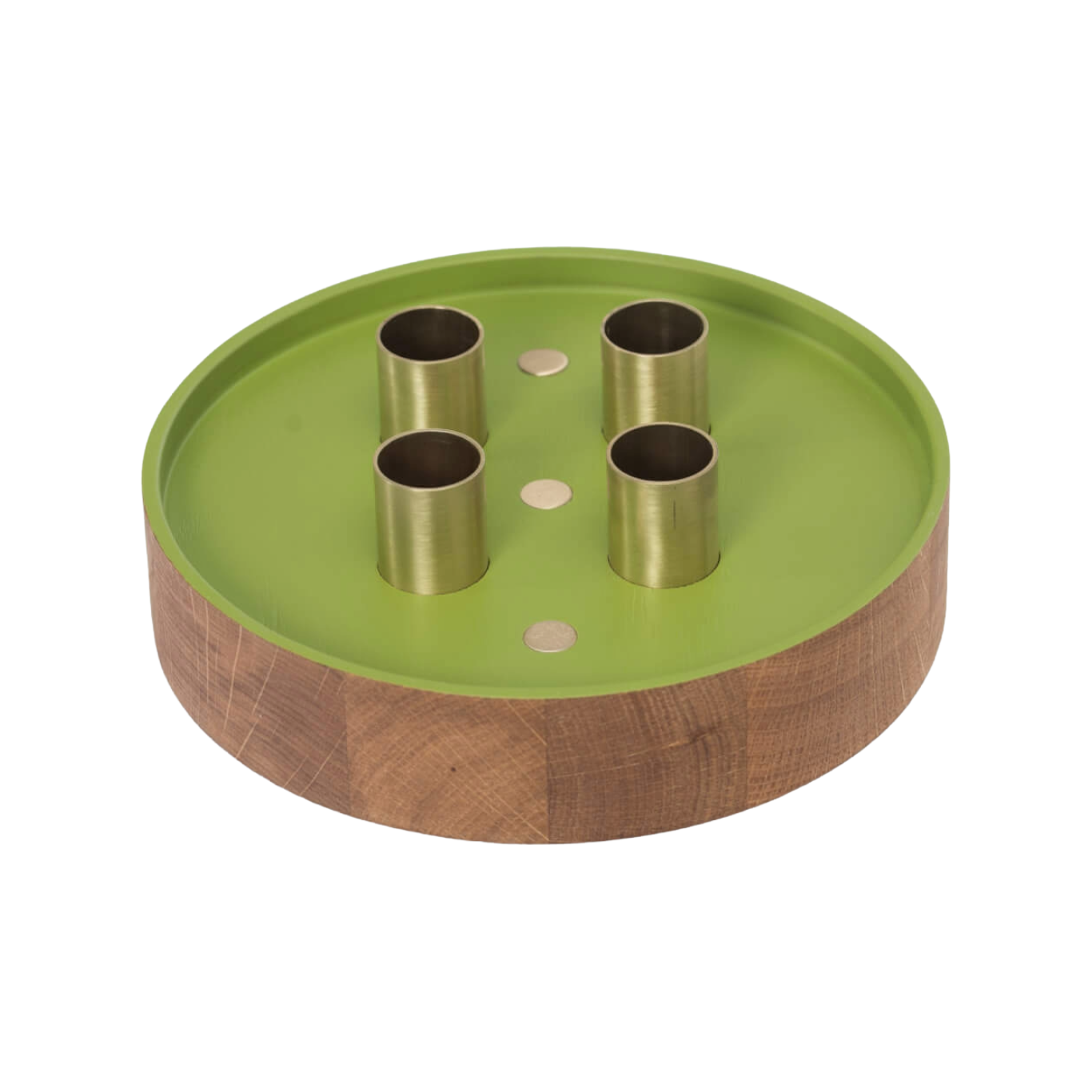ENLIGHTENMENT 4 green candle holder with brass