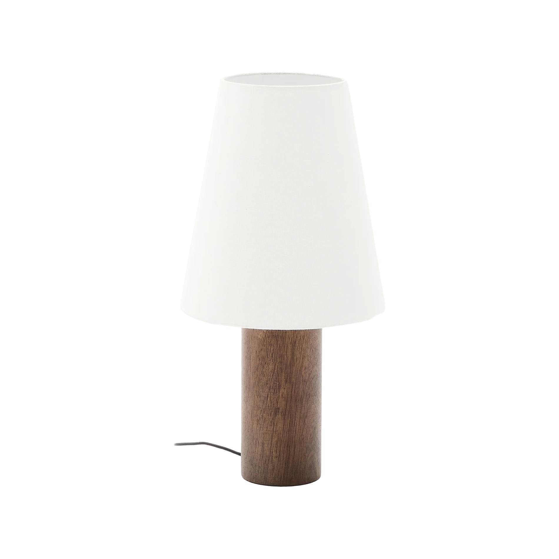 Tischlampe MARGA dunkles Gummiholz mit weißem Schirm