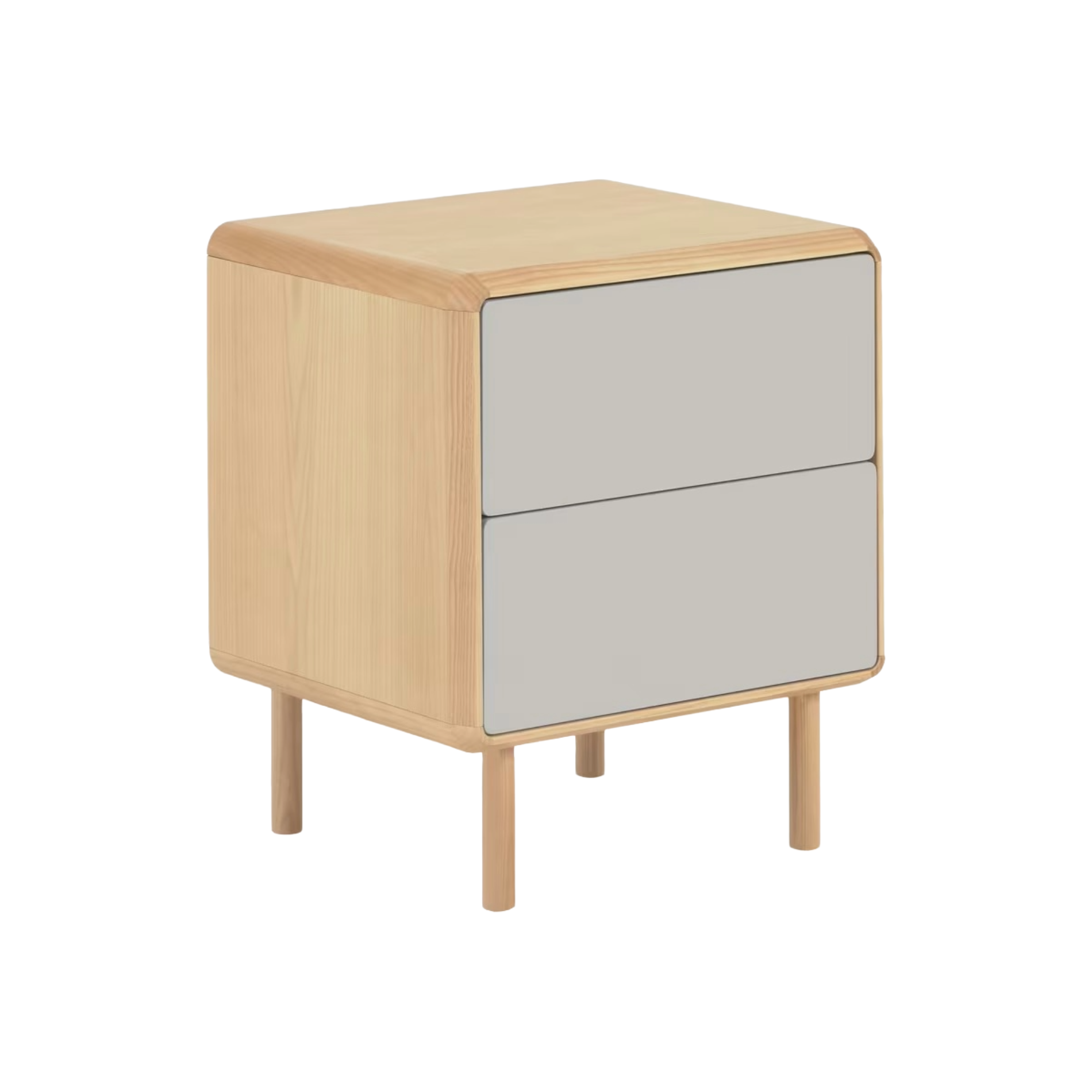 ANIELLE Nightstand Light Gray with Wood