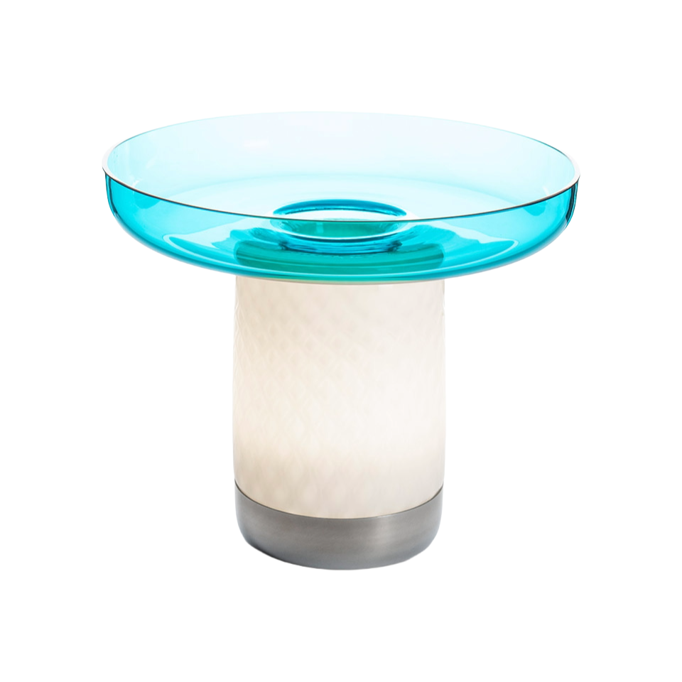 Portable Lamp BONTA PLATE white with turquoise