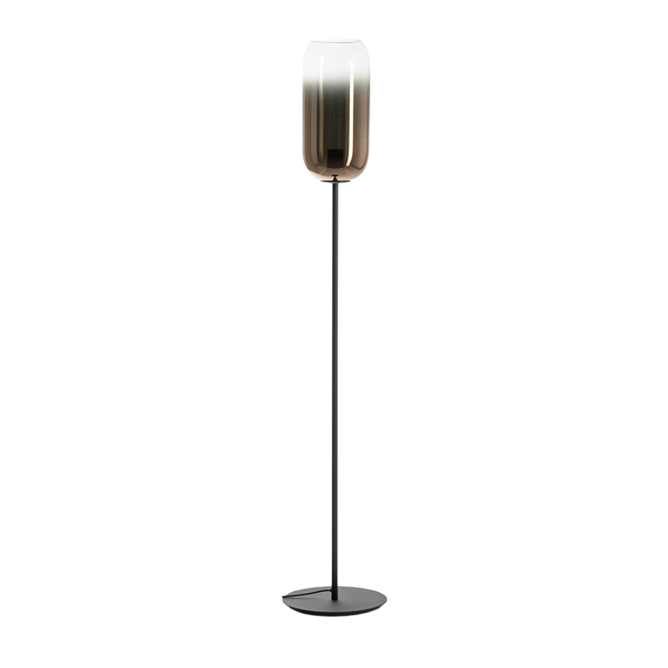 Stehlampe GOPLE braun mit schwarzem Sockel