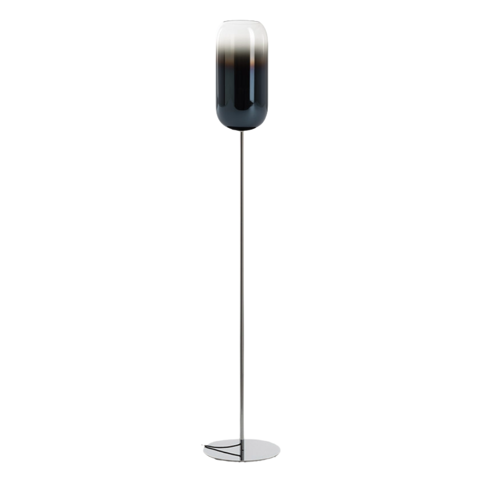 Stehlampe GOPLE blau mit silbernem Fuß