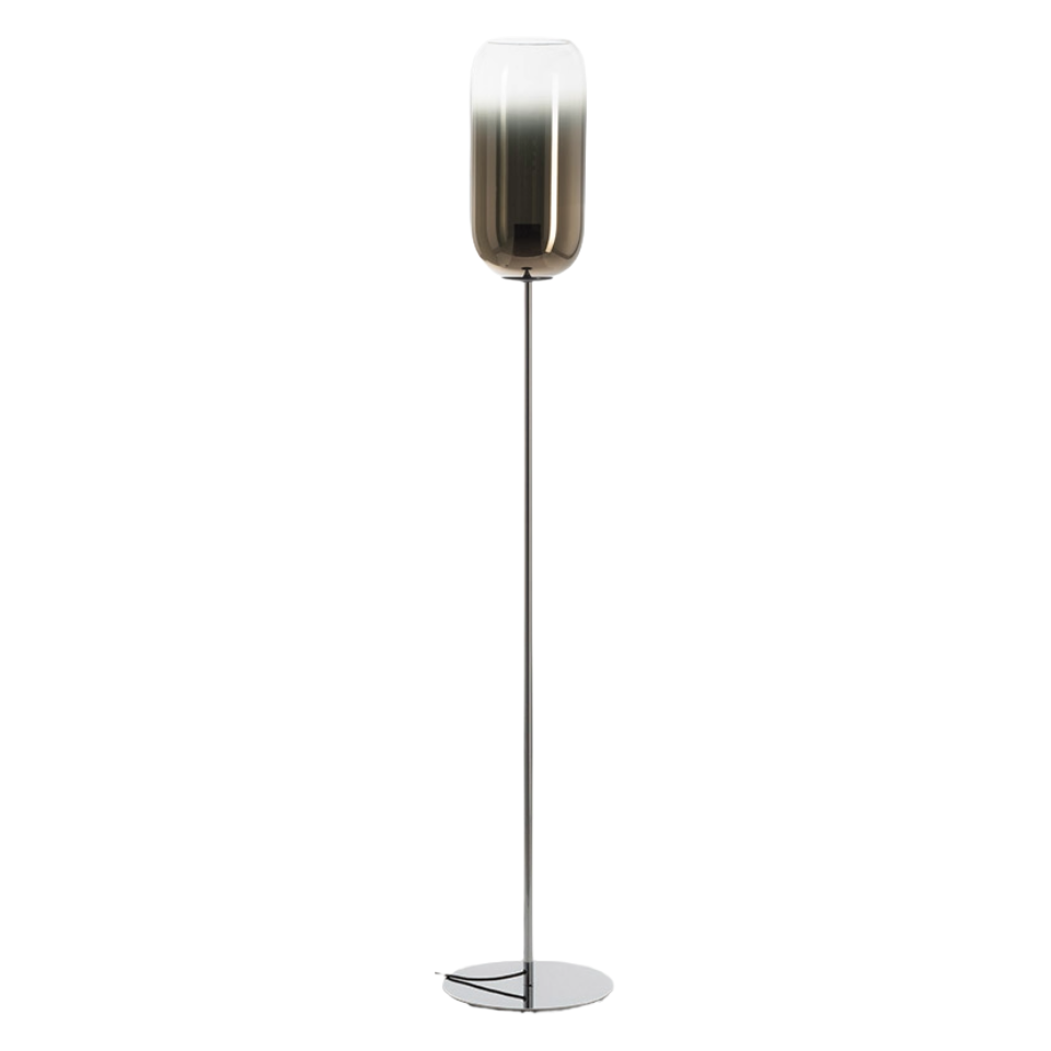 GOPLE Floor Lamp Brown with Silver Base