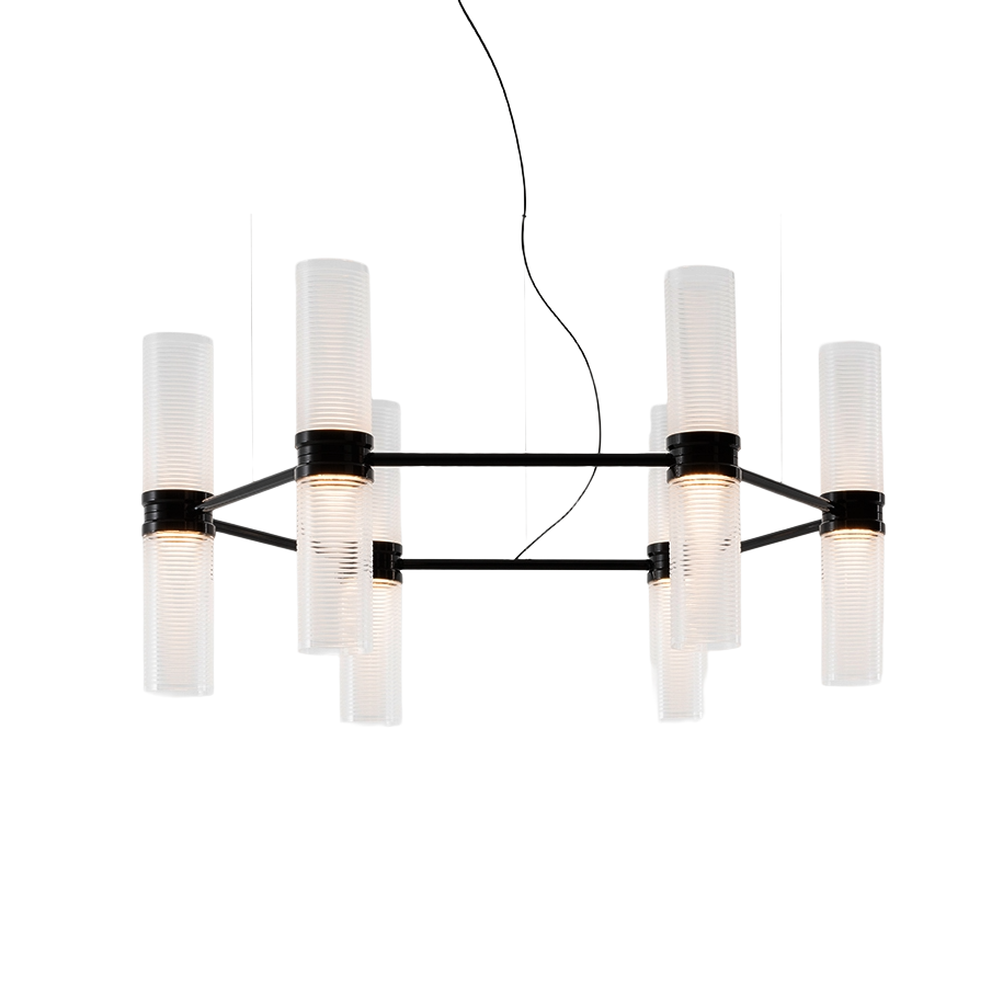 ZEPHYR EXAGONAL Transparent Pendant Lamp with Black Finish