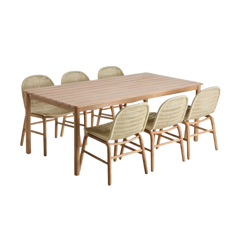 SORI Garden Set Acacia Wood with Beige Finish