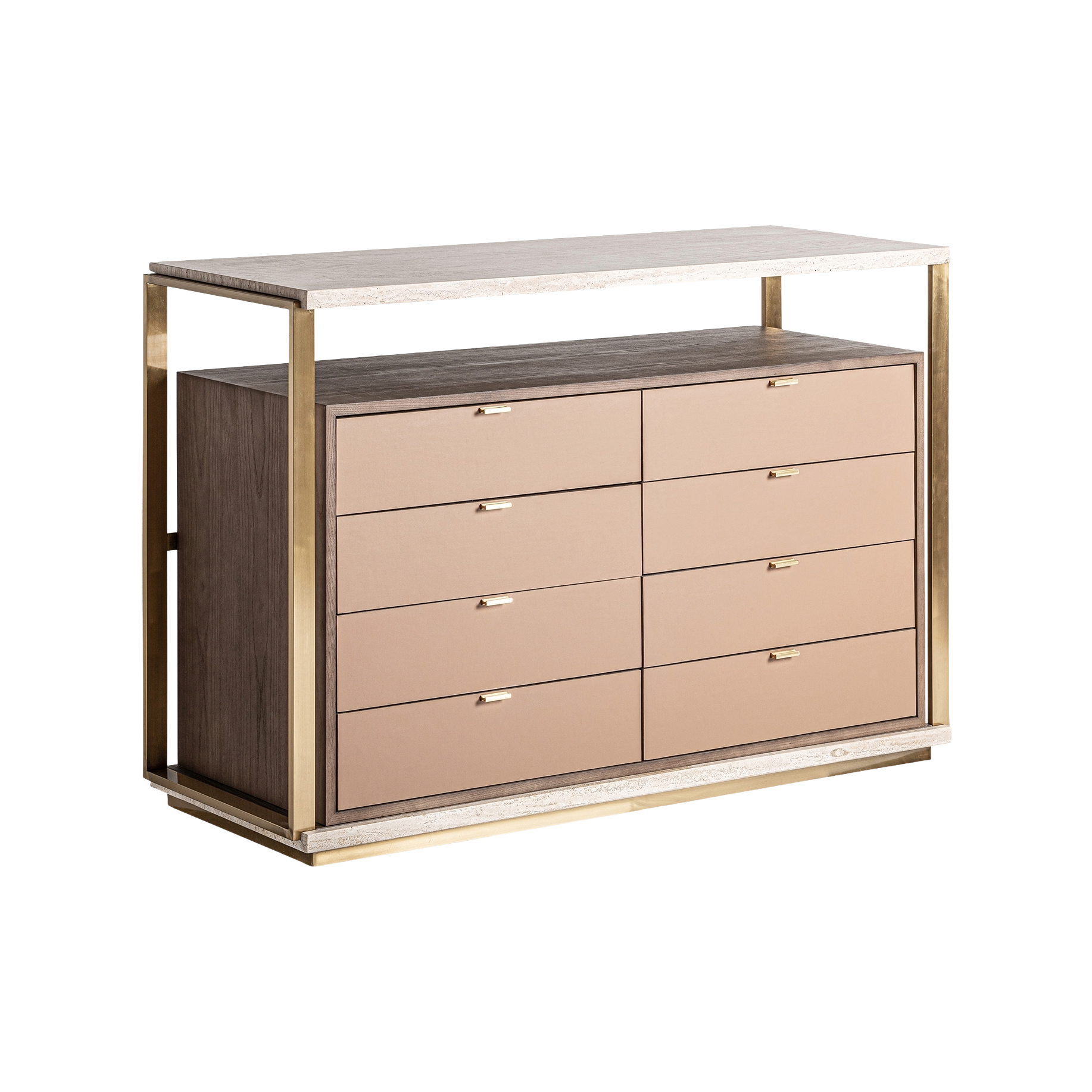 Kommode mit Schubladen MONZA beige mit Travertinplatte