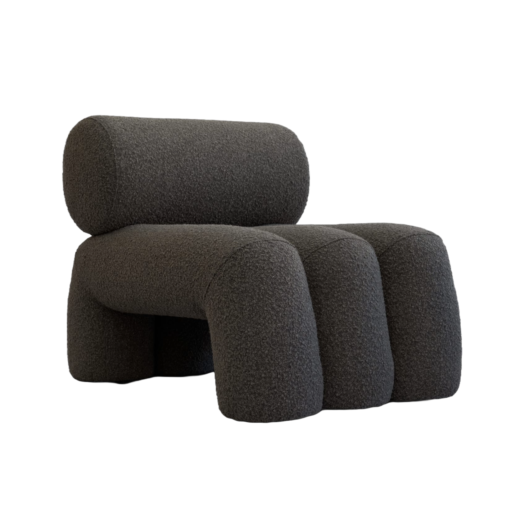 FOKU armchair in gray-brown boucle