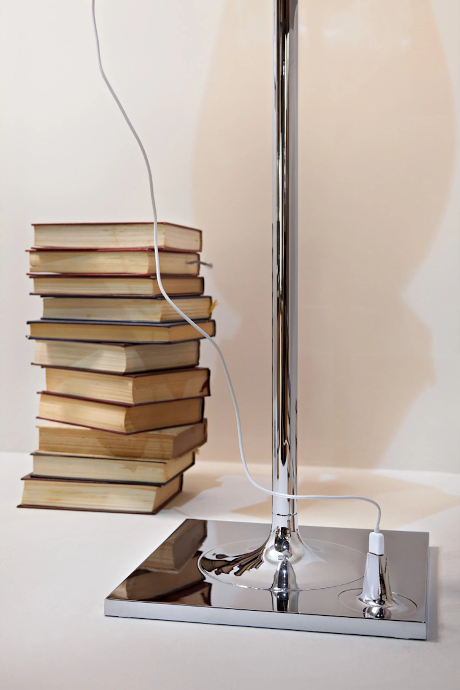 Bibliothèque Nationale Silver Floor Lamp with Gray Shade