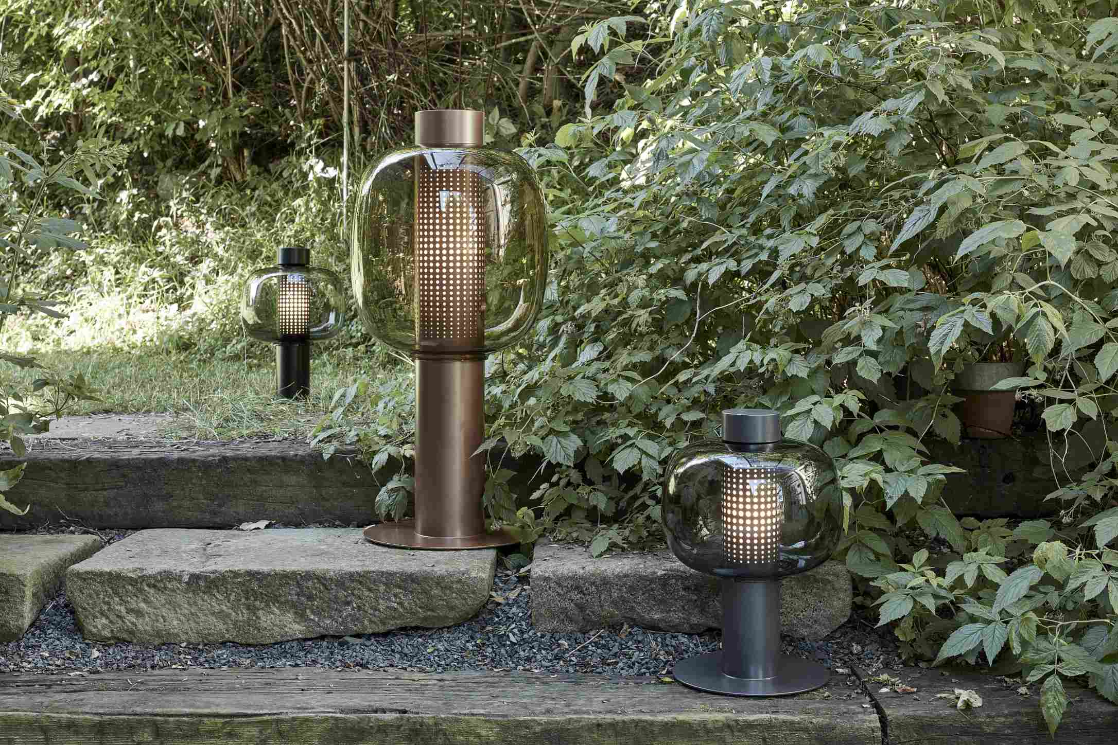 Lampa stojąca zewnętrzna BONBORI dmuchane szkło