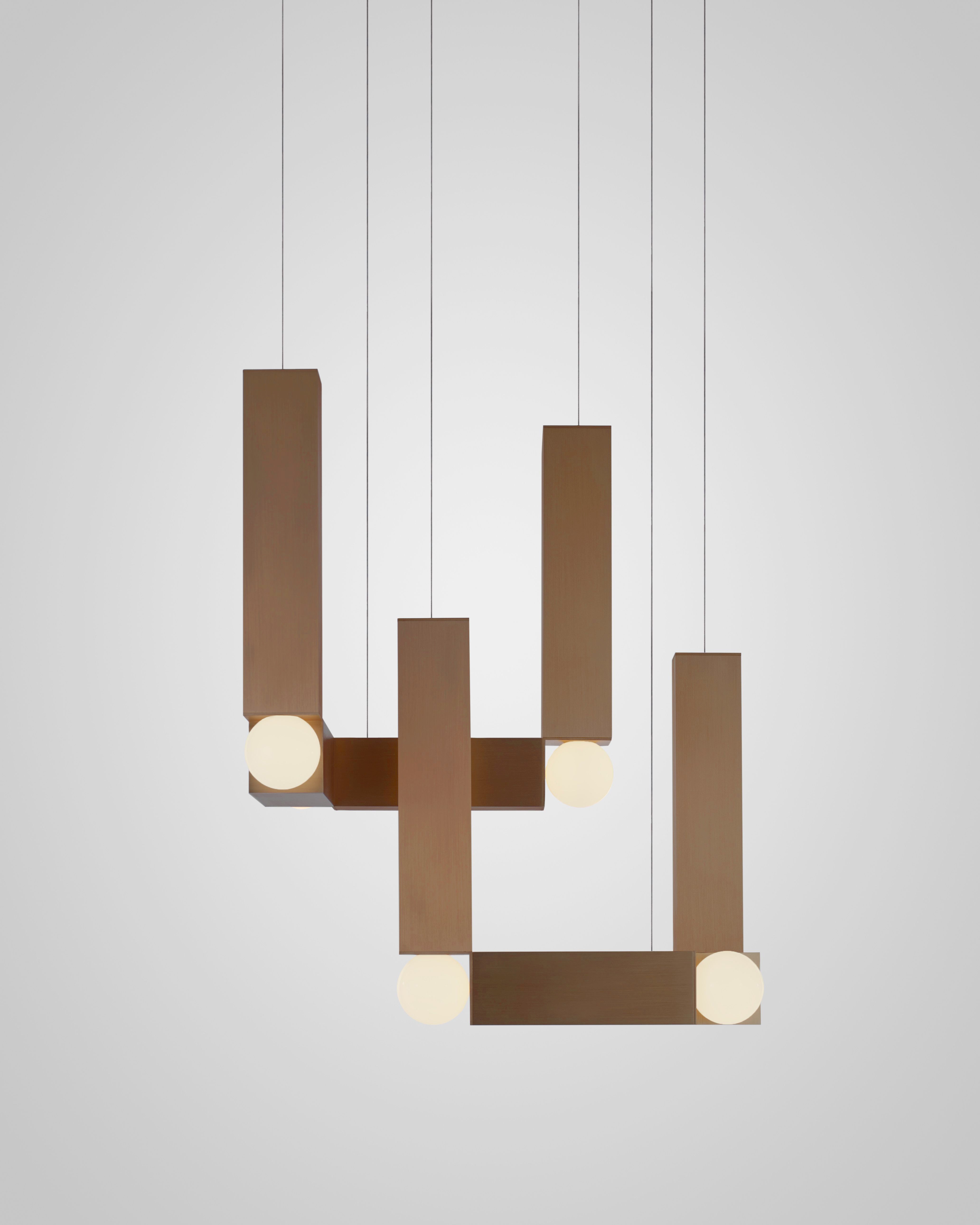Lampa wisząca VESPER DUO opalowy klosz z brązowym wykończeniem
