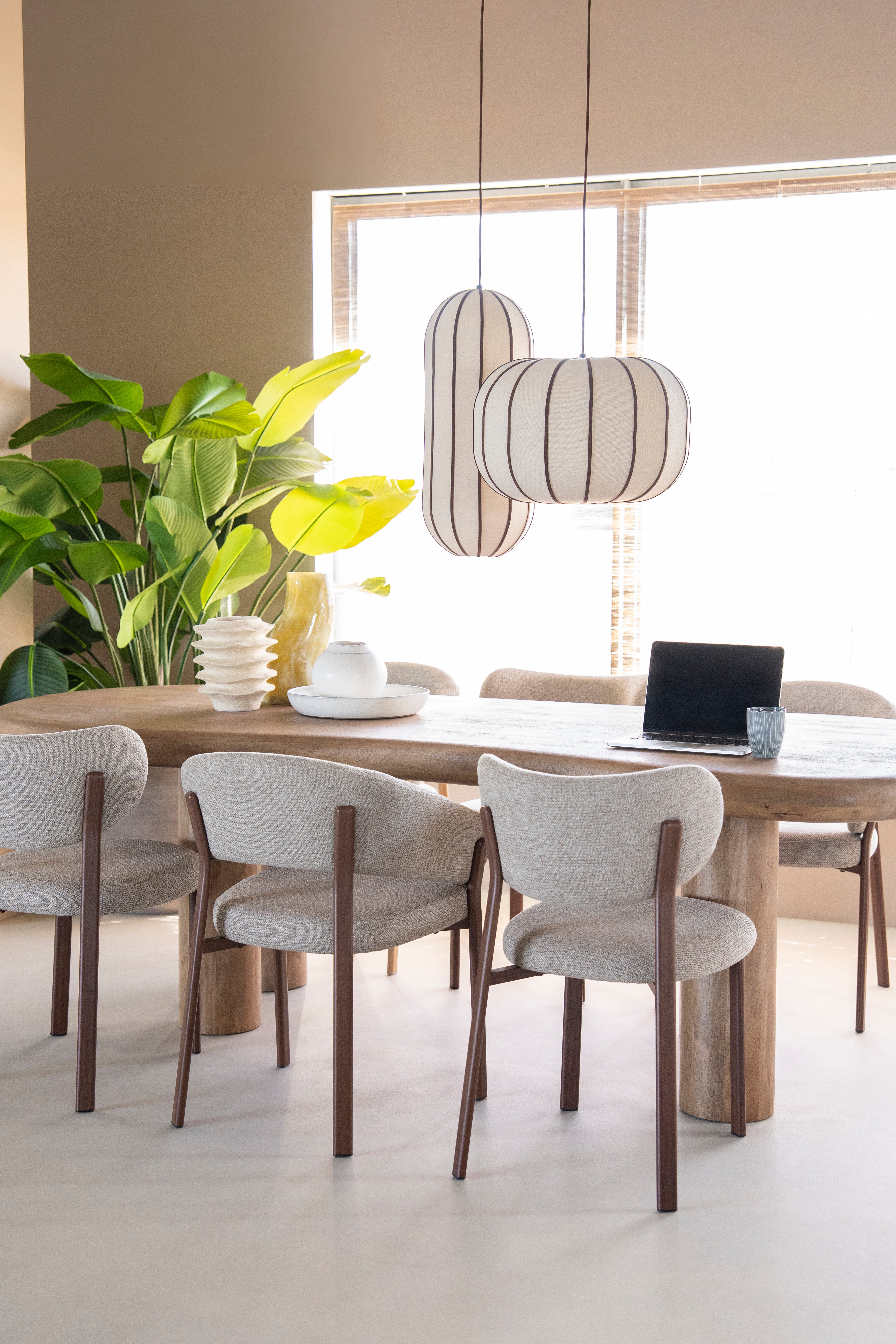 Lampa wisząca COCOON ONE beżowy z brązowym wykończeniem – skóra
