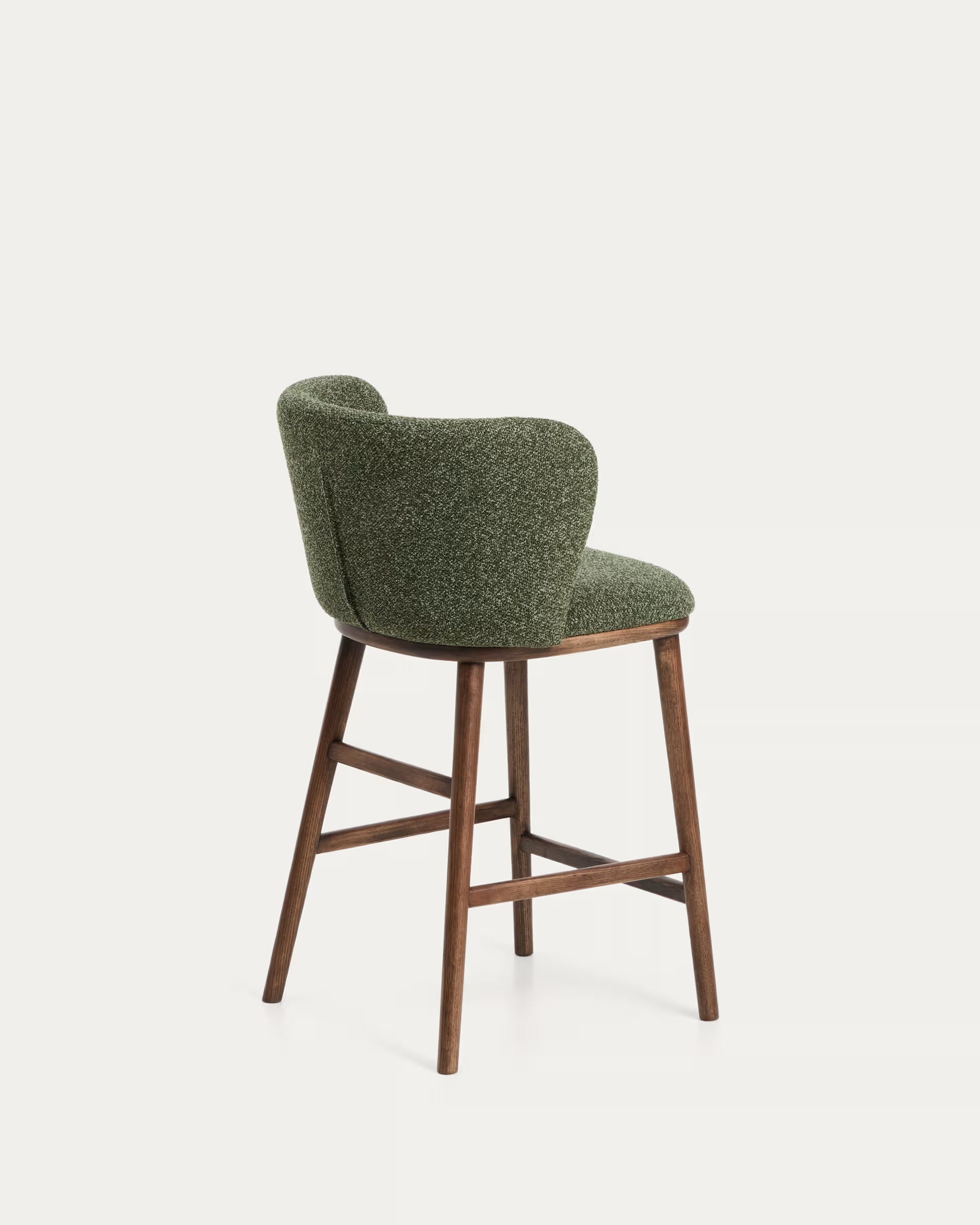 Bar stool CISELIA dark green chenille with dark ash base