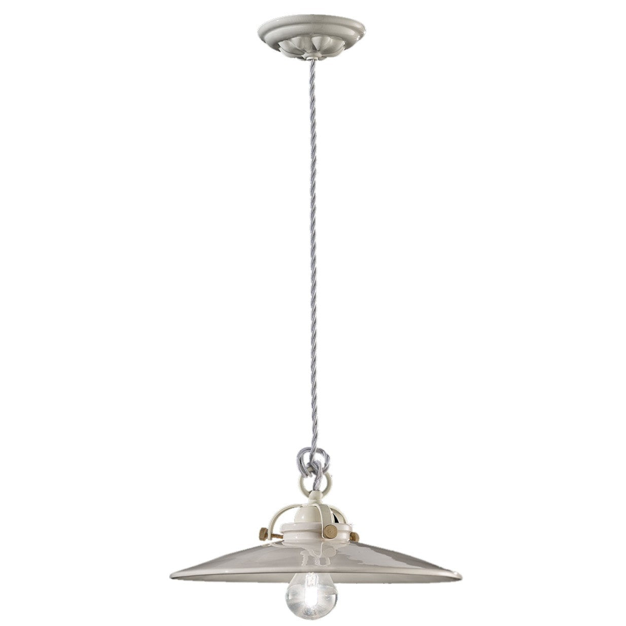 Lampa wisząca ceramiczna B&W biały z mosiężnym wykończeniem