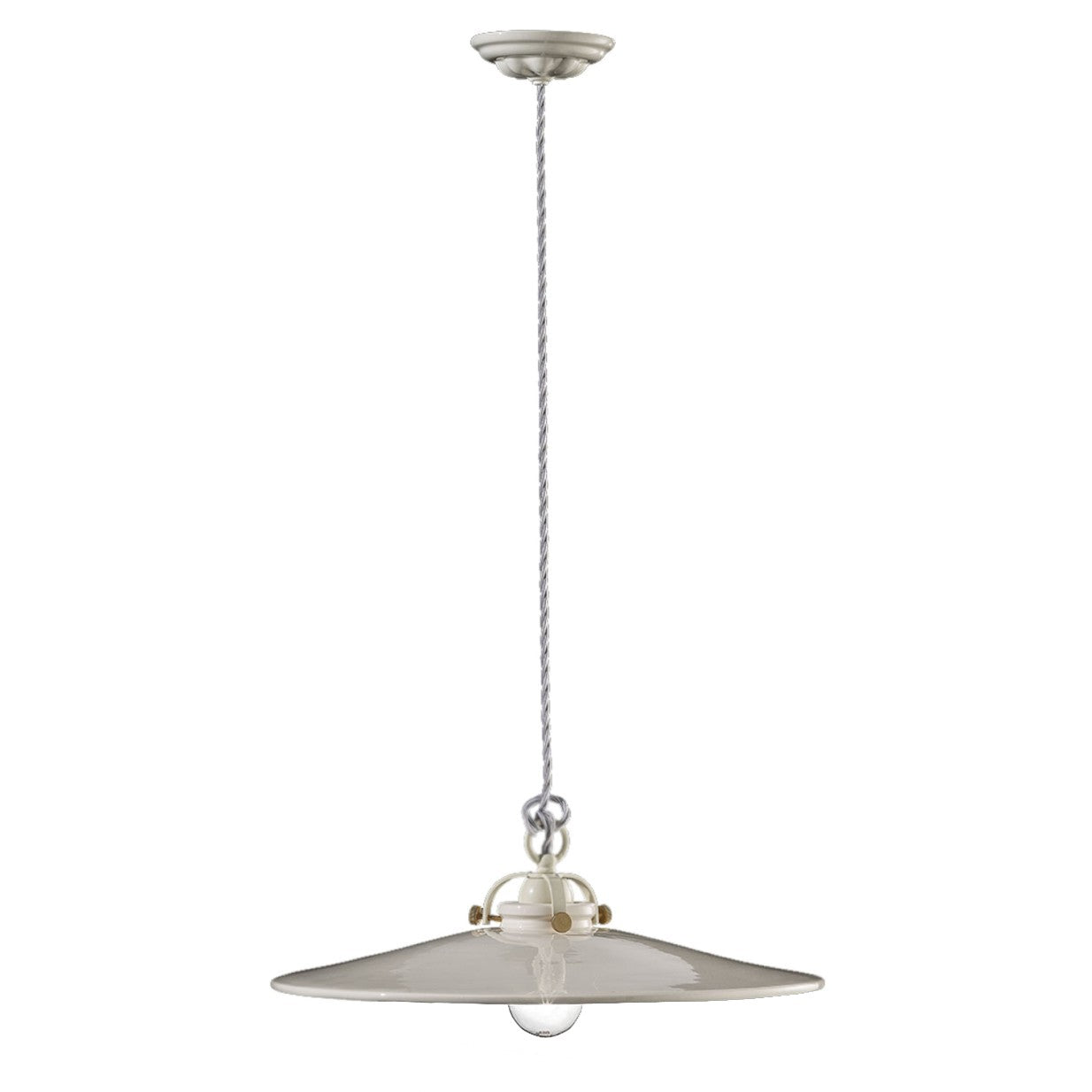 Lampa wisząca ceramiczna B&W biały z mosiężnym wykończeniem