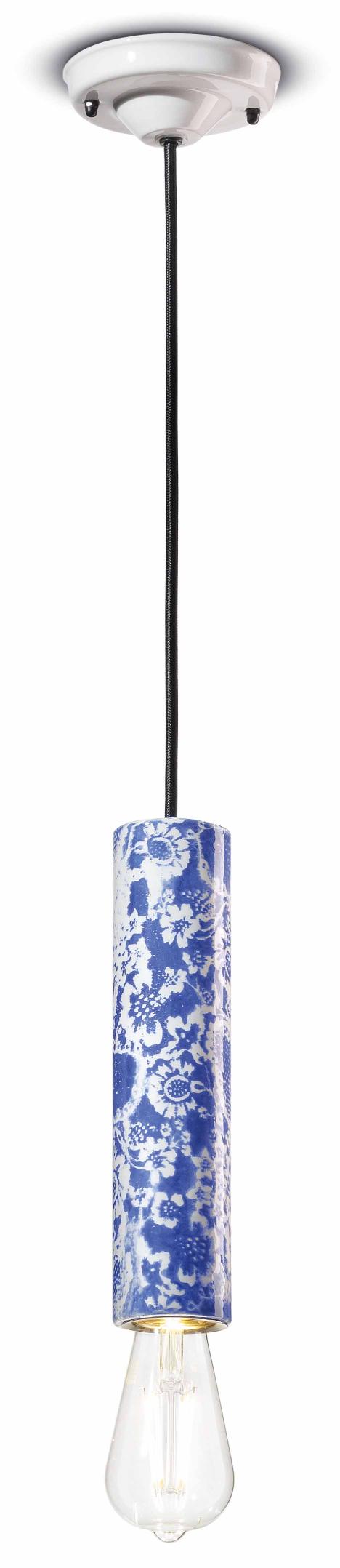 Lampa wisząca ceramiczna PI niebieskie kwiaty