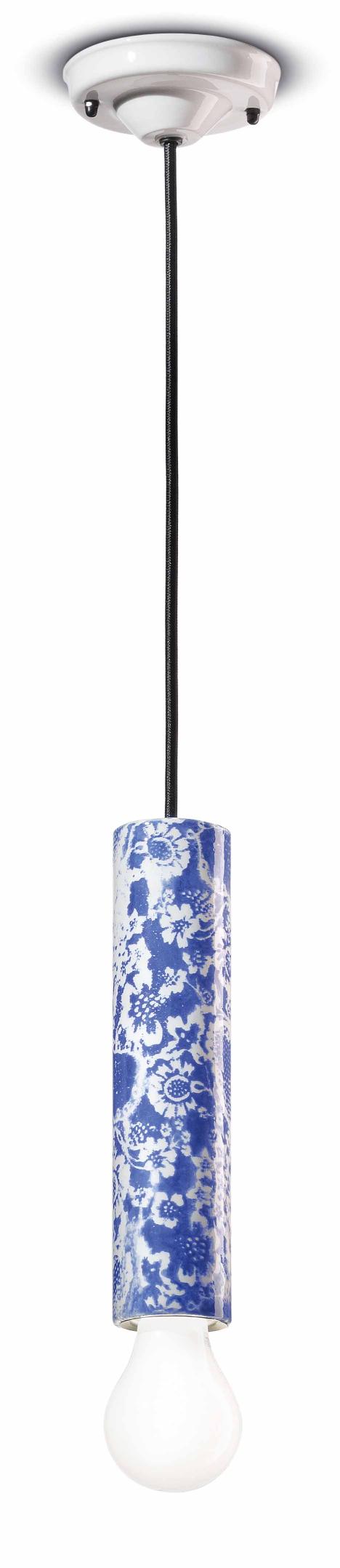 Lampa wisząca ceramiczna PI niebieskie kwiaty