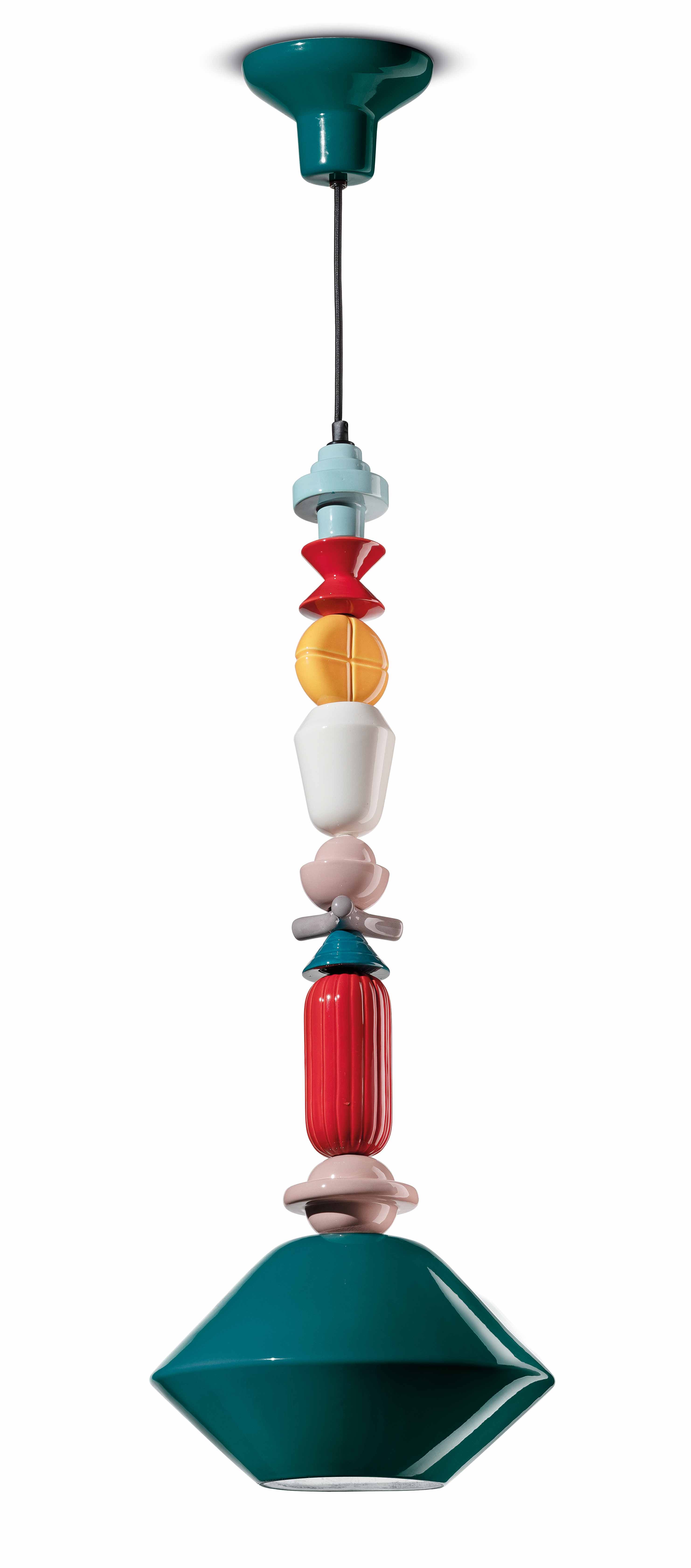 Lampa wisząca ceramiczna LARIAT niebieski petrol