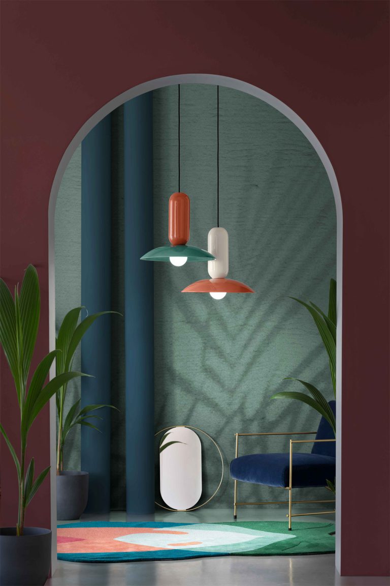 Lampa wisząca ceramiczna PAU turkusowy z kremowym