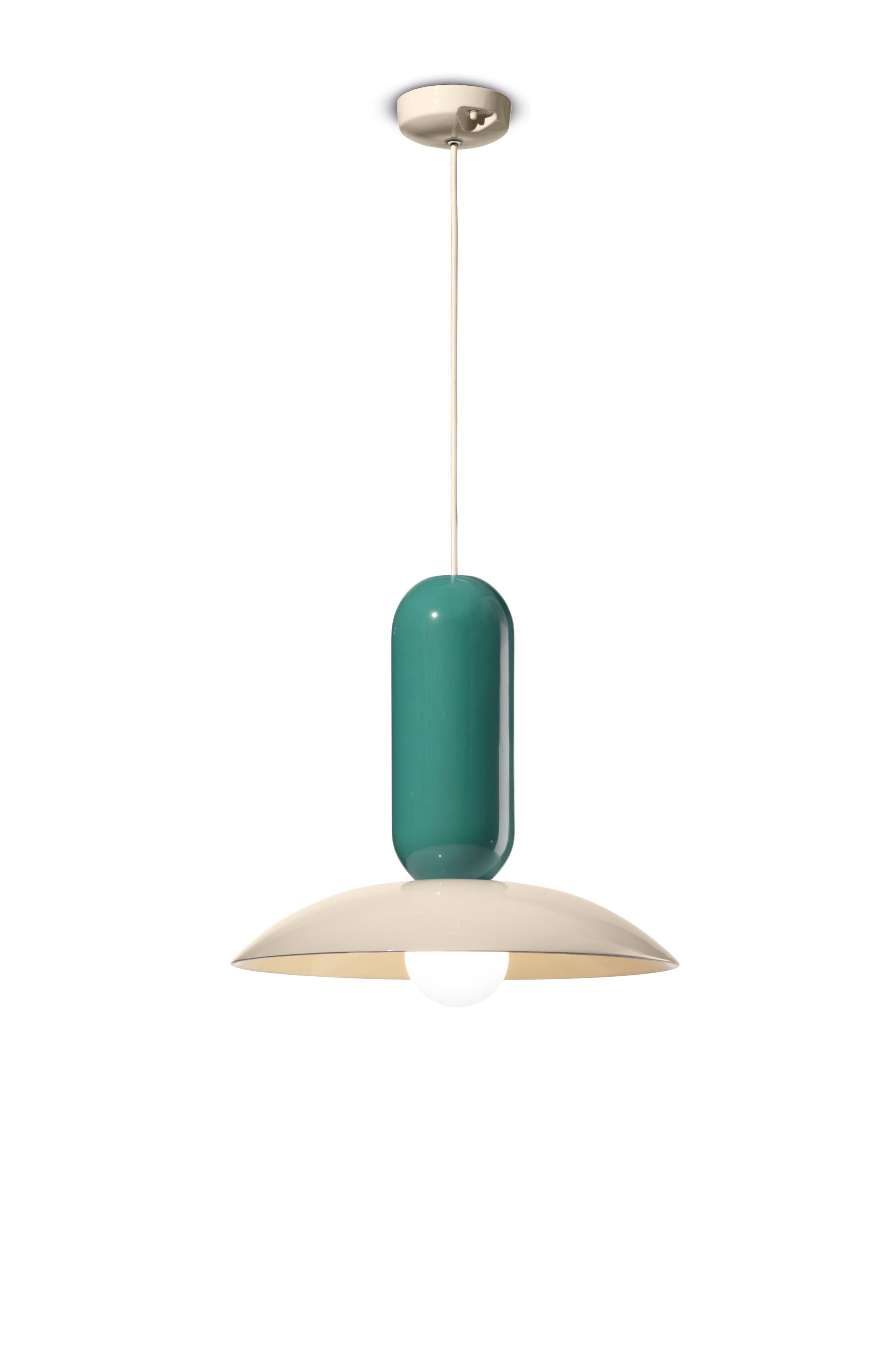 Lampa wisząca ceramiczna PAU turkusowy z kremowym