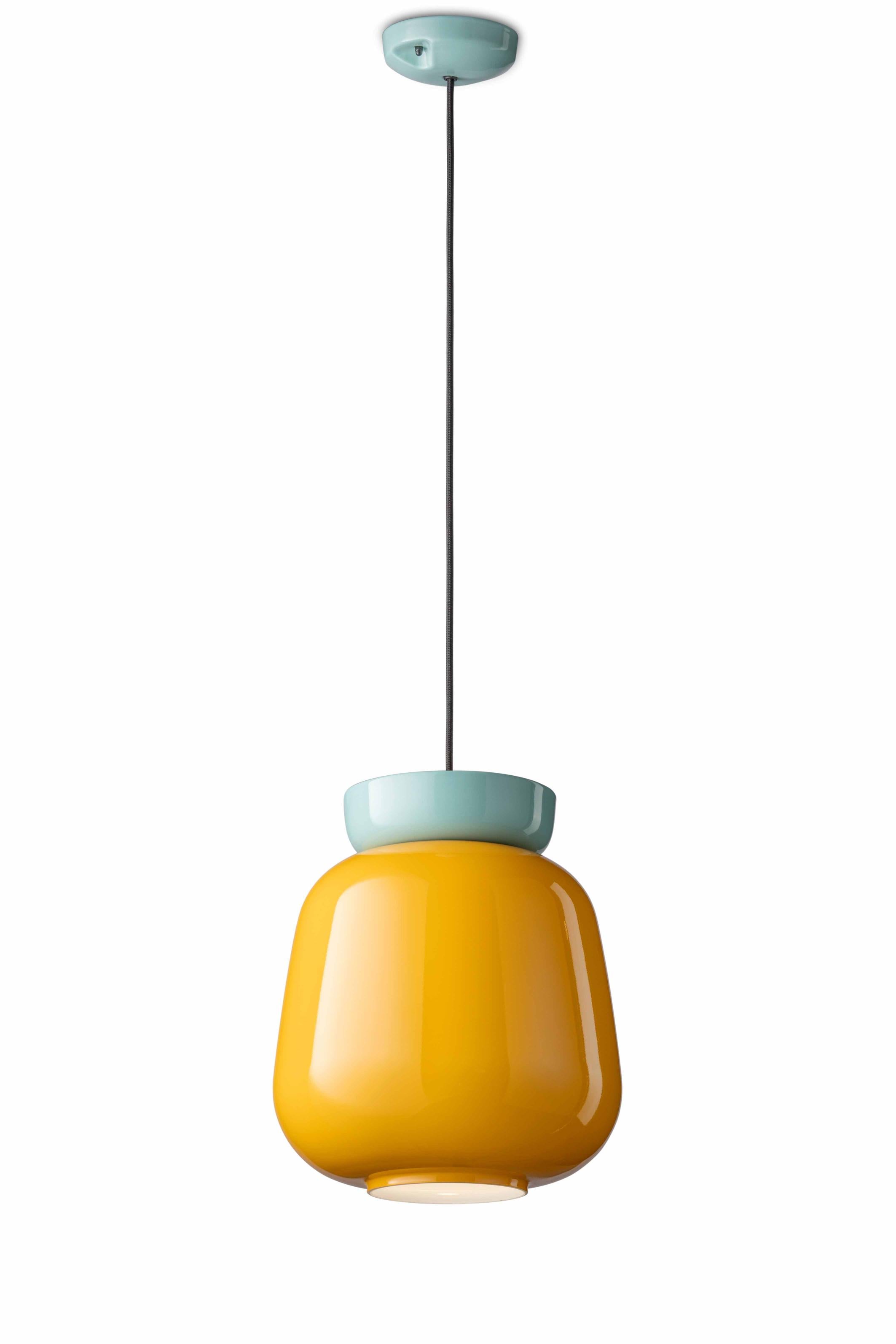 Lampa wisząca ceramiczna CORCOVADO żółty z błękitnym