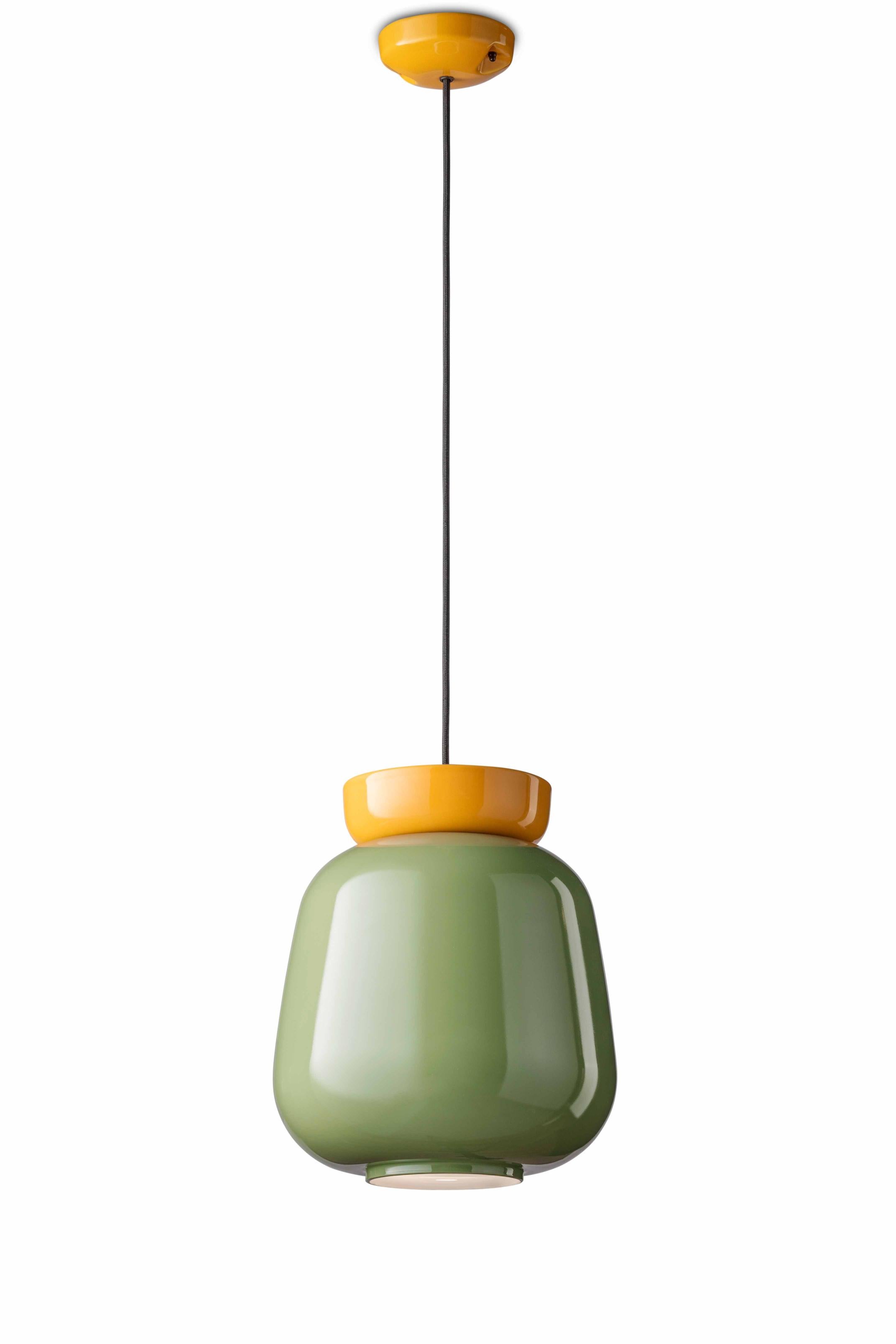 Lampa wisząca ceramiczna CORCOVADO szałwiowy z żółtym
