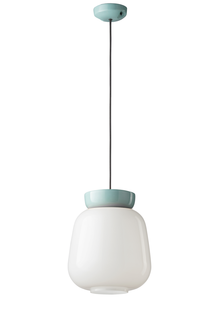 Lampa wisząca ceramiczna CORCOVADO mleczny z błękitnym