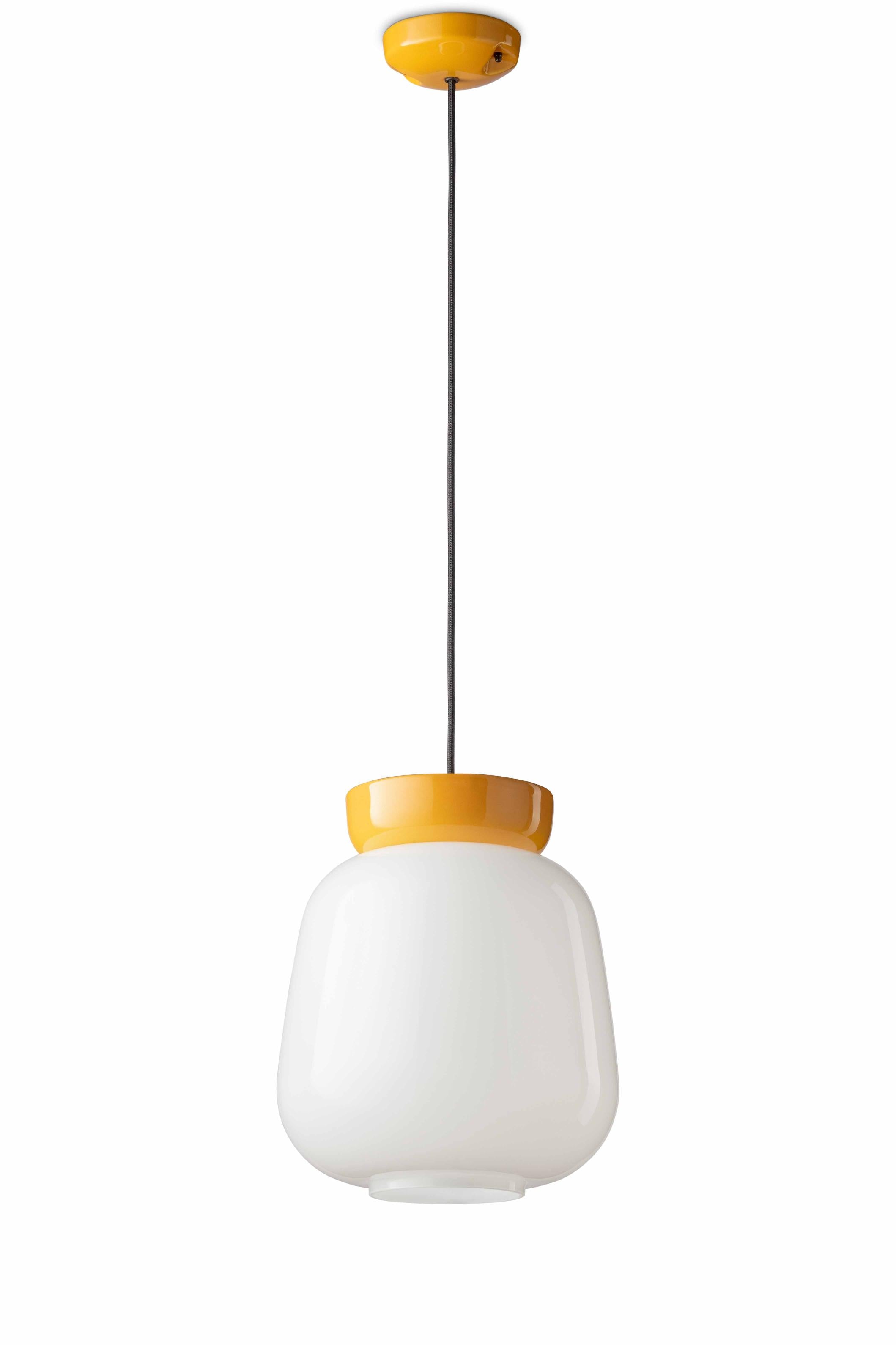 Lampa wisząca ceramiczna CORCOVADO mleczny z żółtym