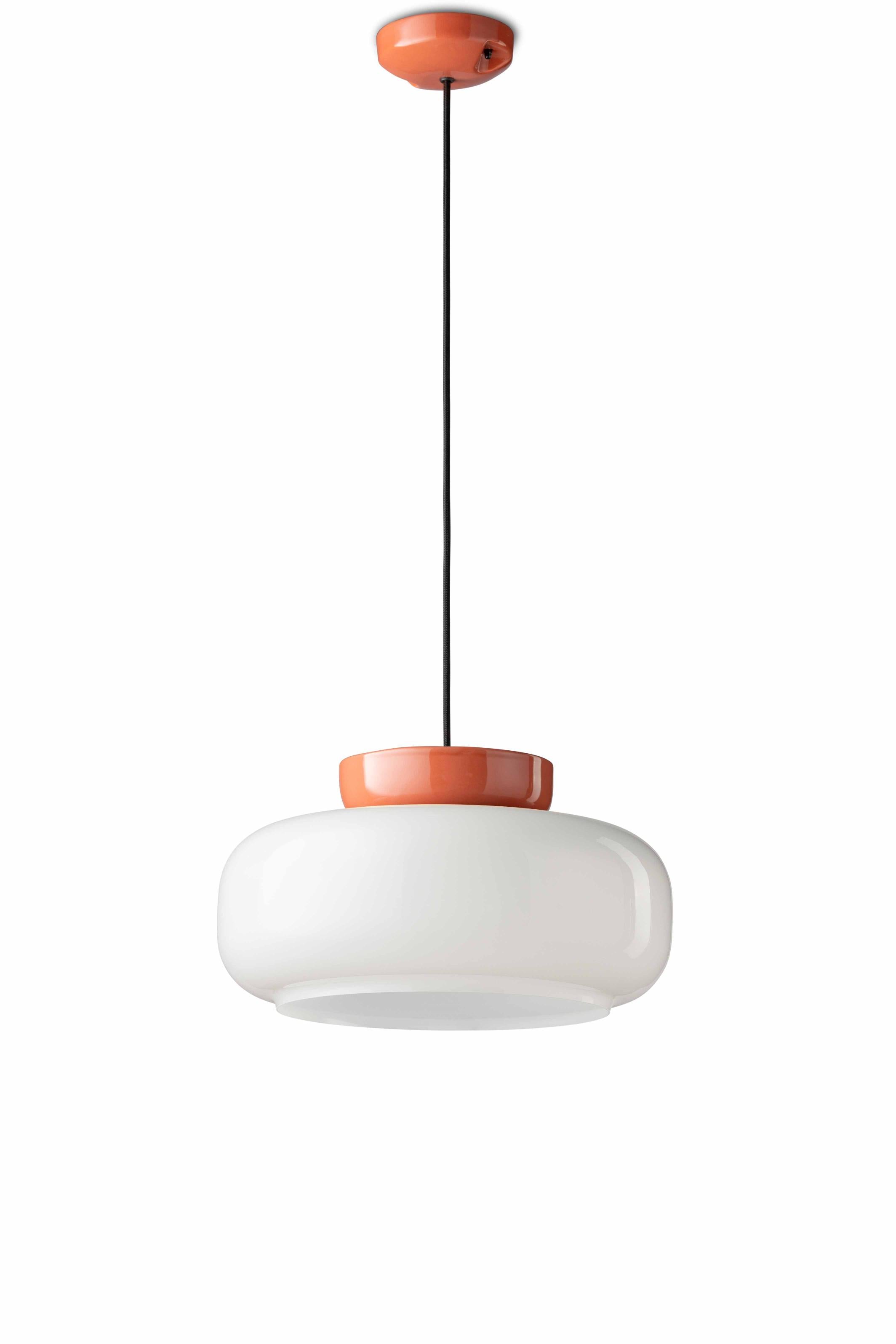 Lampa wisząca ceramiczna MARACANÀ mleczny z pomarańczowym