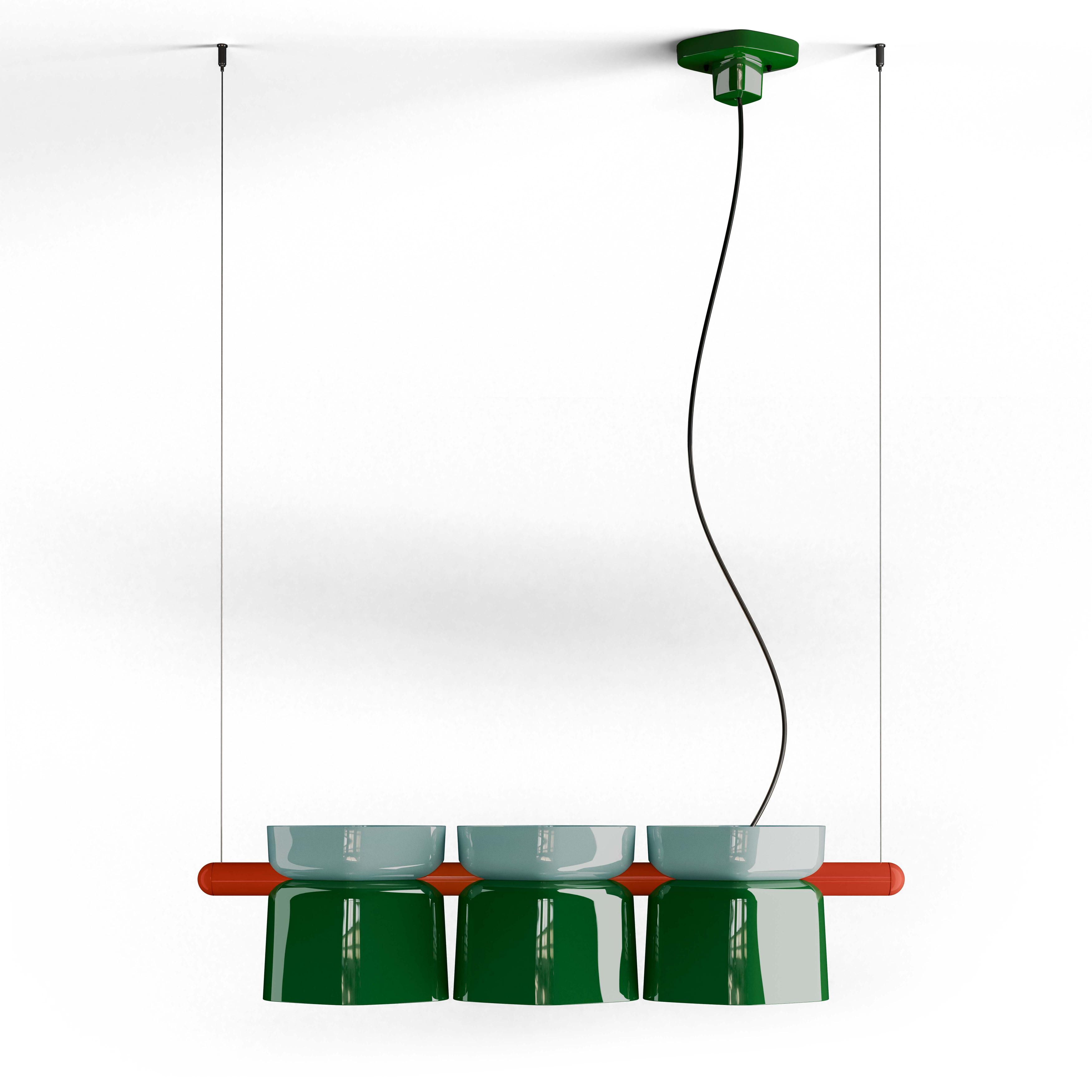 Lampa wisząca ceramiczna YAKITORI szałwiowy zielony z błękitnym i pomarańczowym