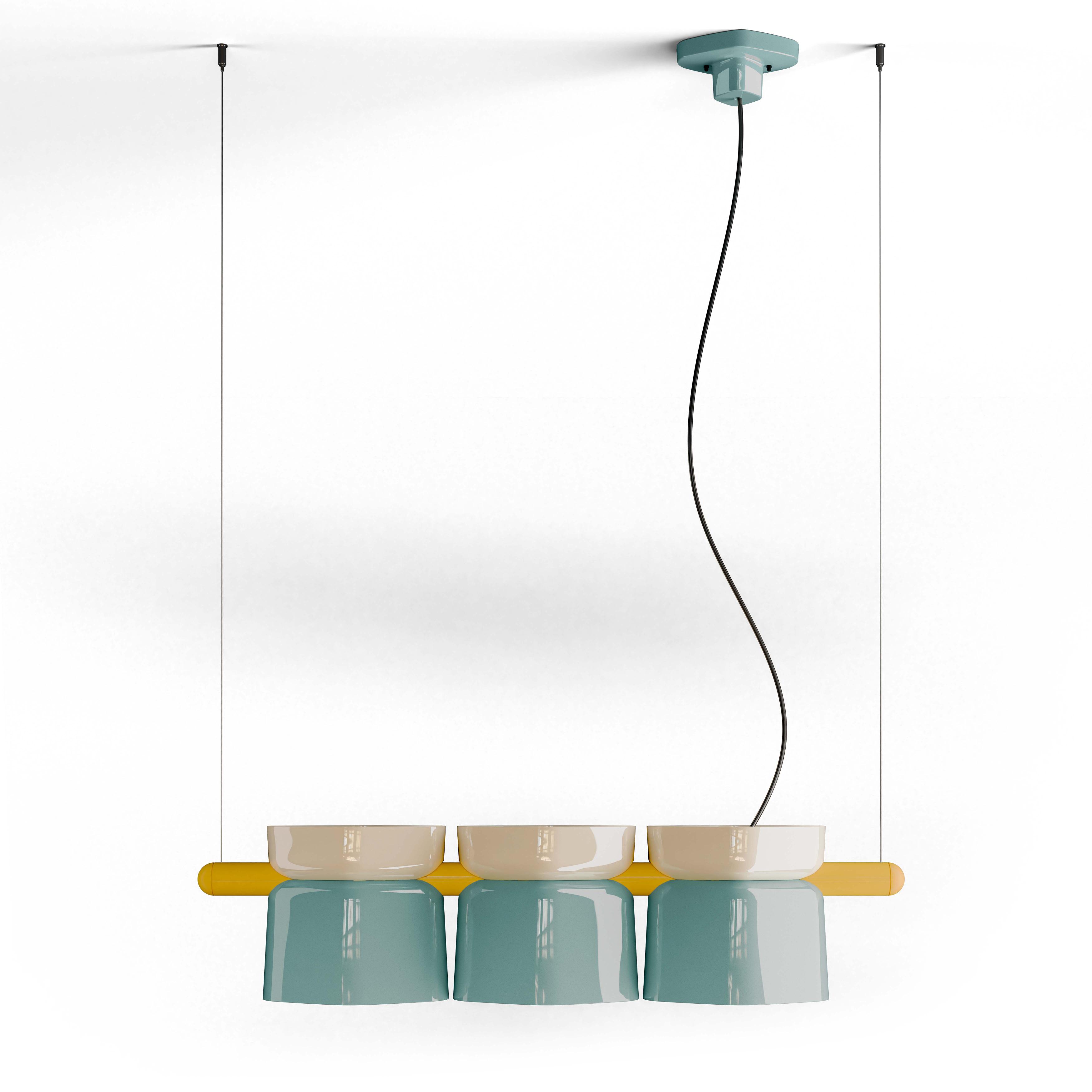 Lampa wisząca ceramiczna YAKITORI błękitny z kremowym i żółtym