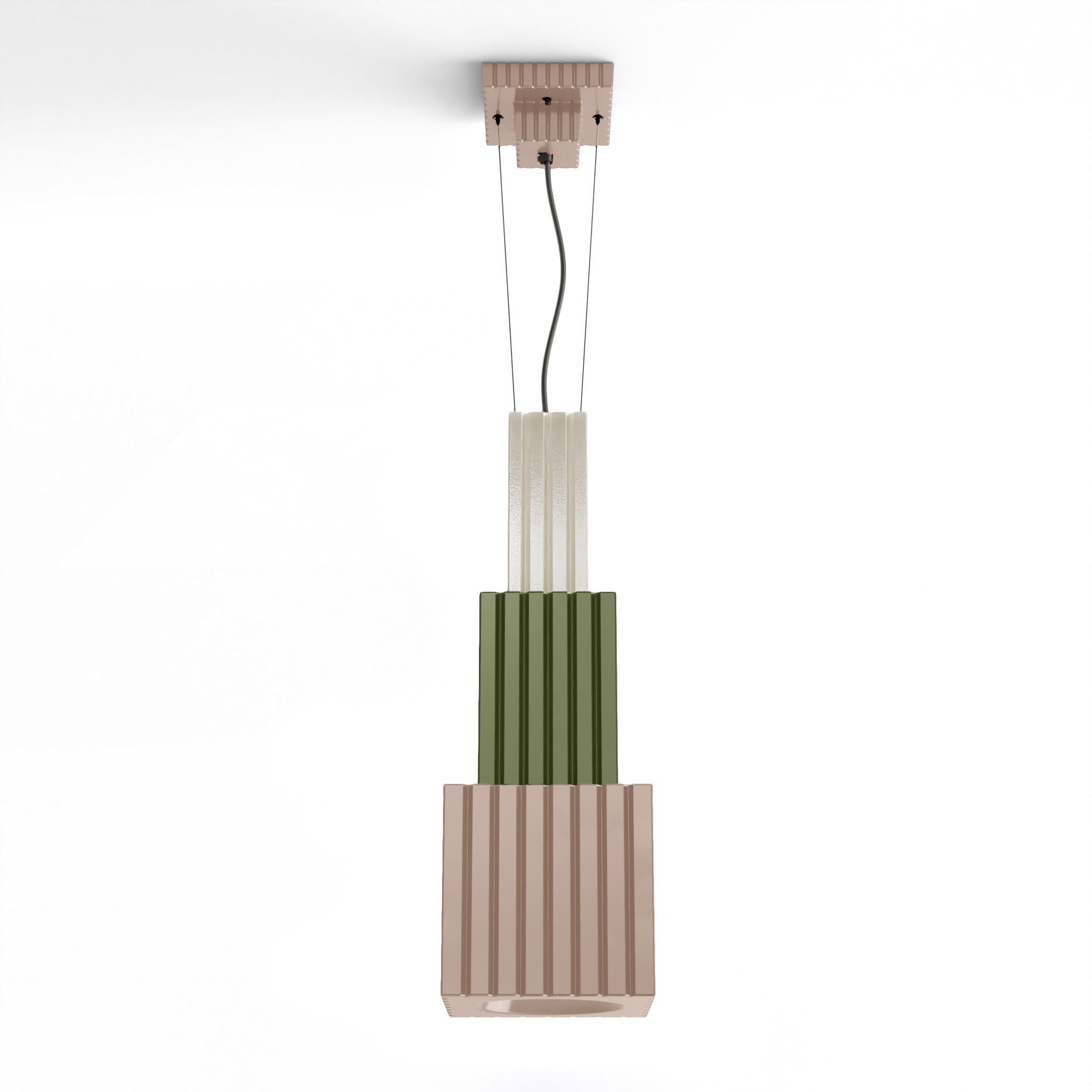 Lampa wisząca ceramiczna METRA beżowy z szałwiowym zielonym i kremowym