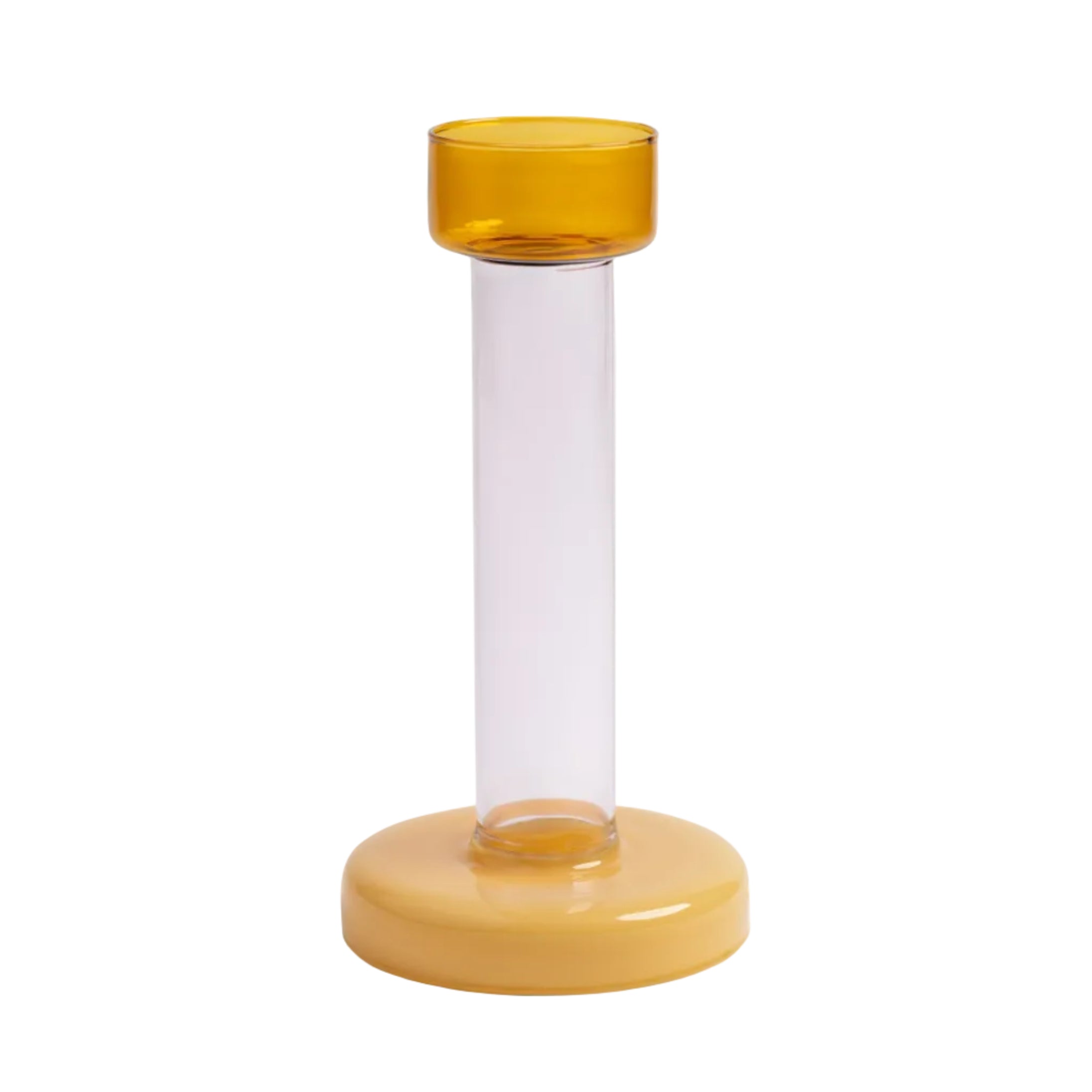 Świecznik na tealight BOLE żółty z różowym