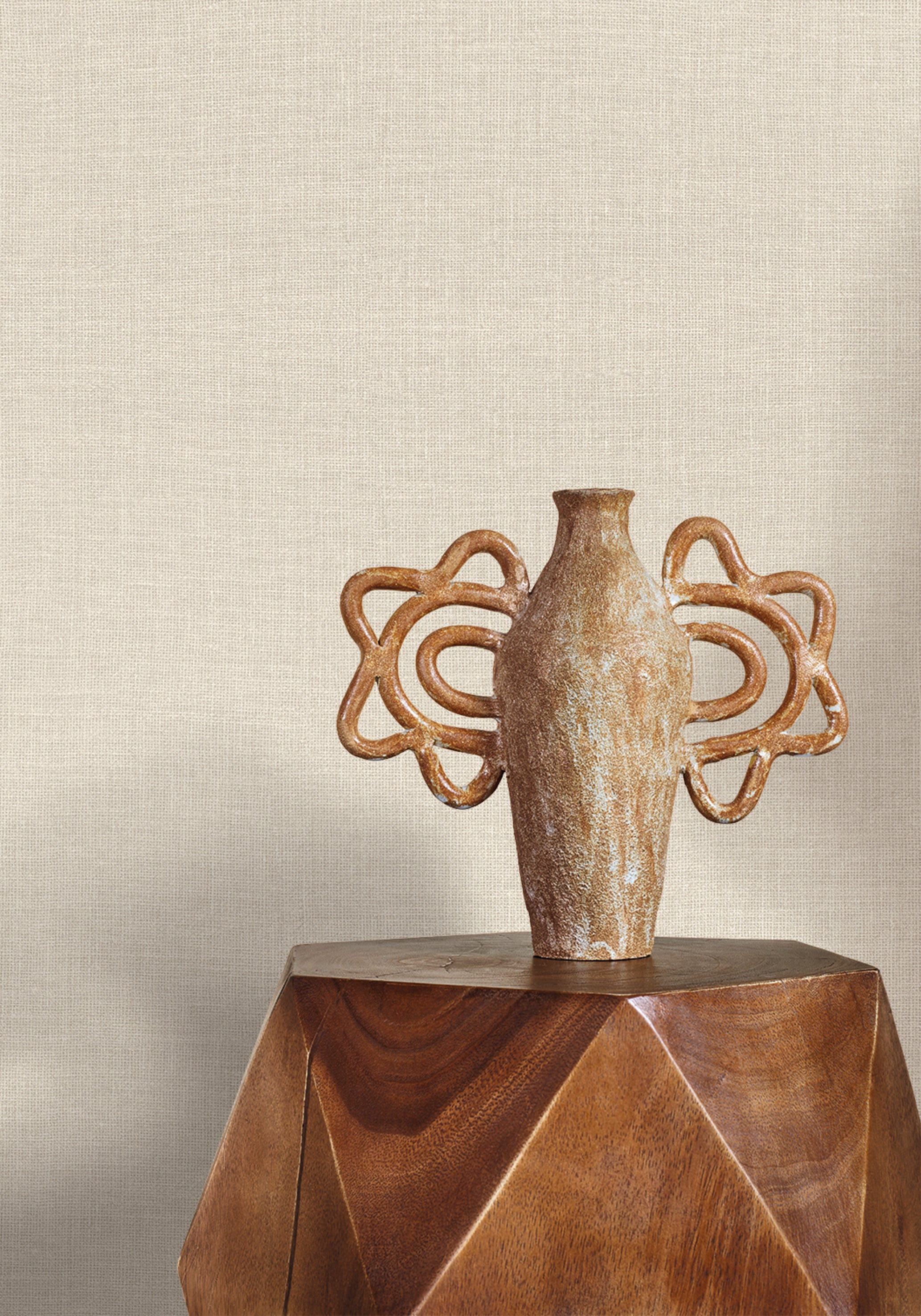 Strukturierte Tapete, die Leinwand imitiert LIENZO - IVOIRE Elfenbein