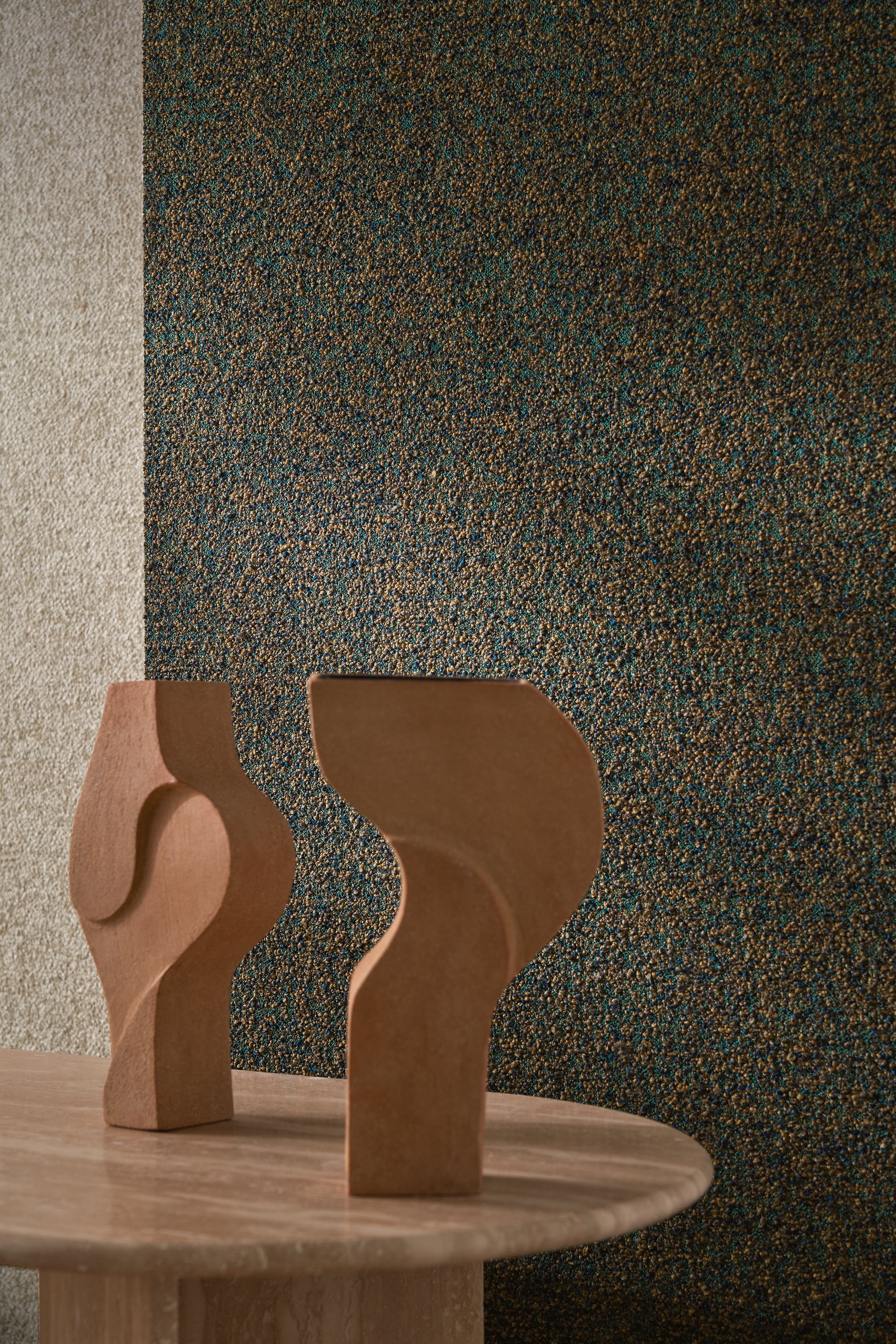 Tapeta tekstylna strukturalna boucle ETREINTE - CAMEL pomarańczowy