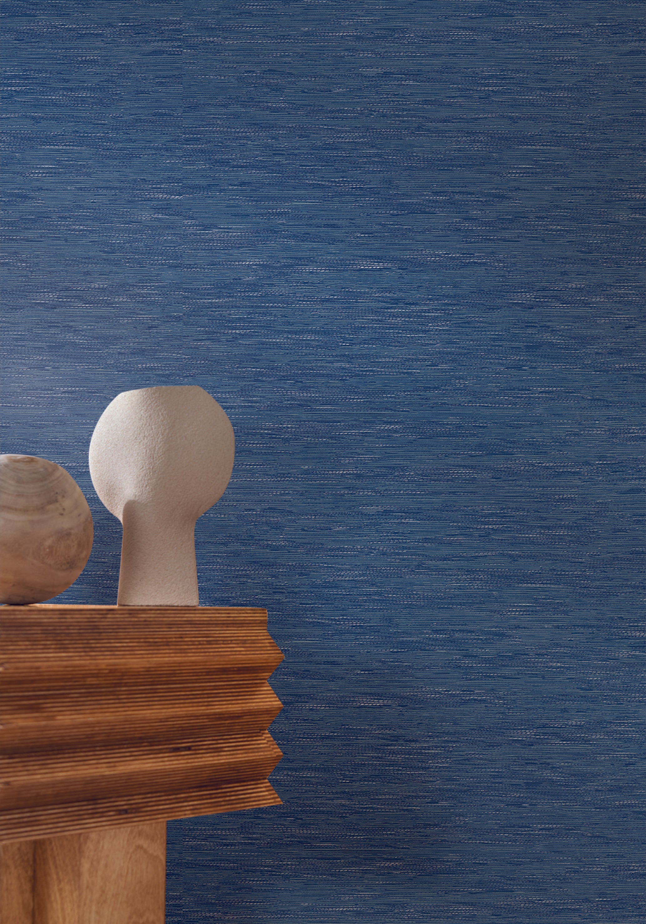 Tapeta strukturalna imitująca tkaninę żakardową TATAMI - BLEU ELÉCTRIQUE ciemnoniebieski